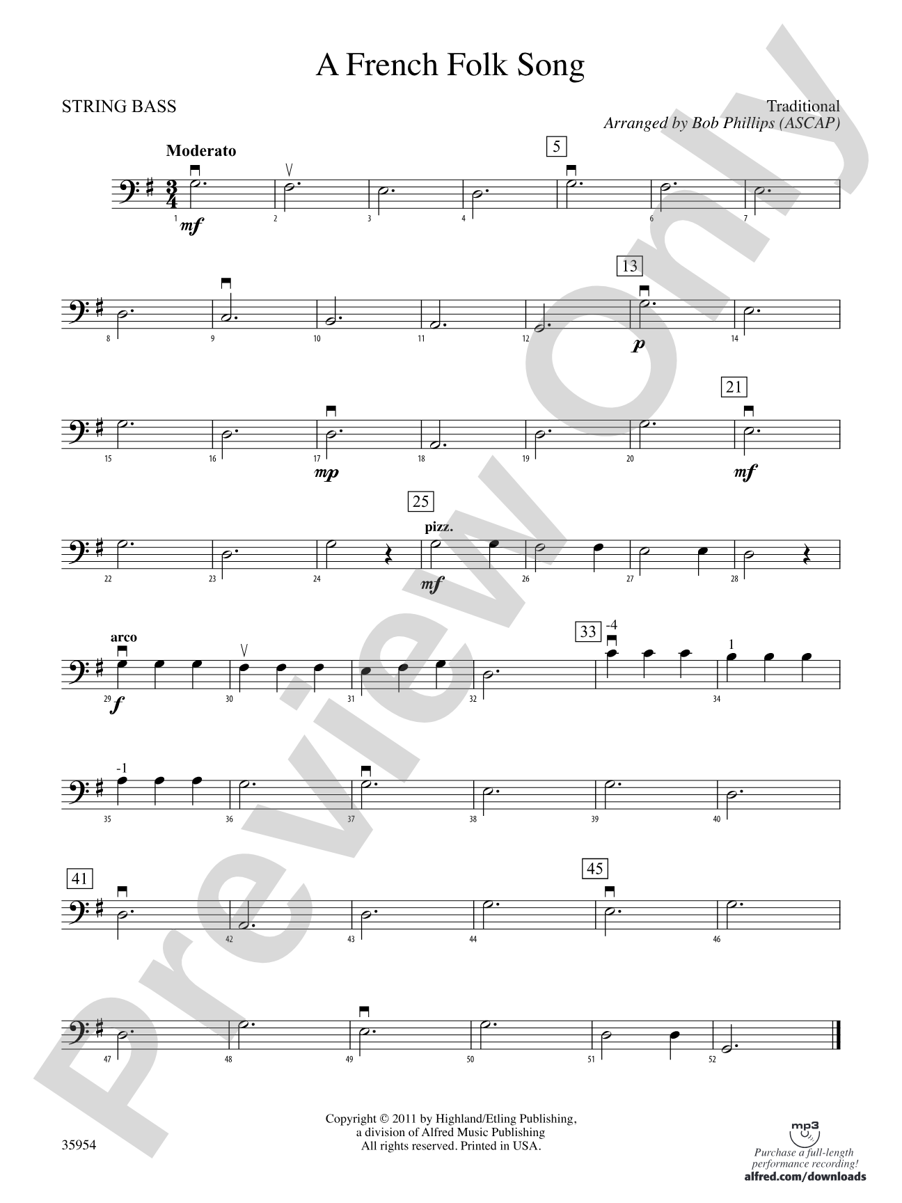 A French Folk Song: String Bass