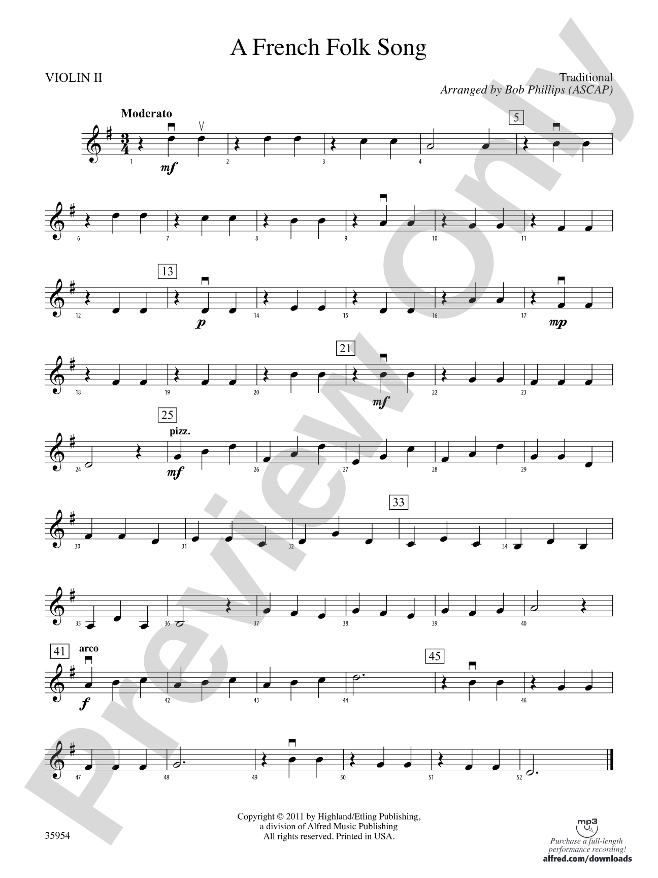 A French Folk Song: 2nd Violin