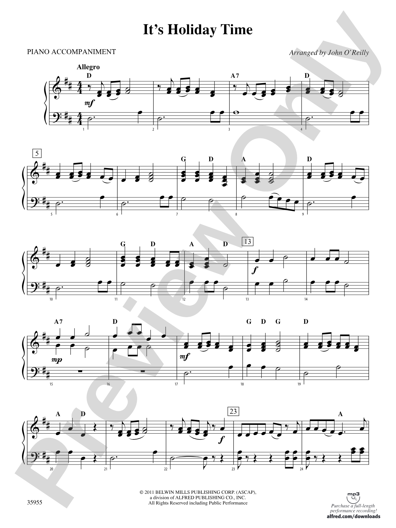 It's Holiday Time: Piano Accompaniment