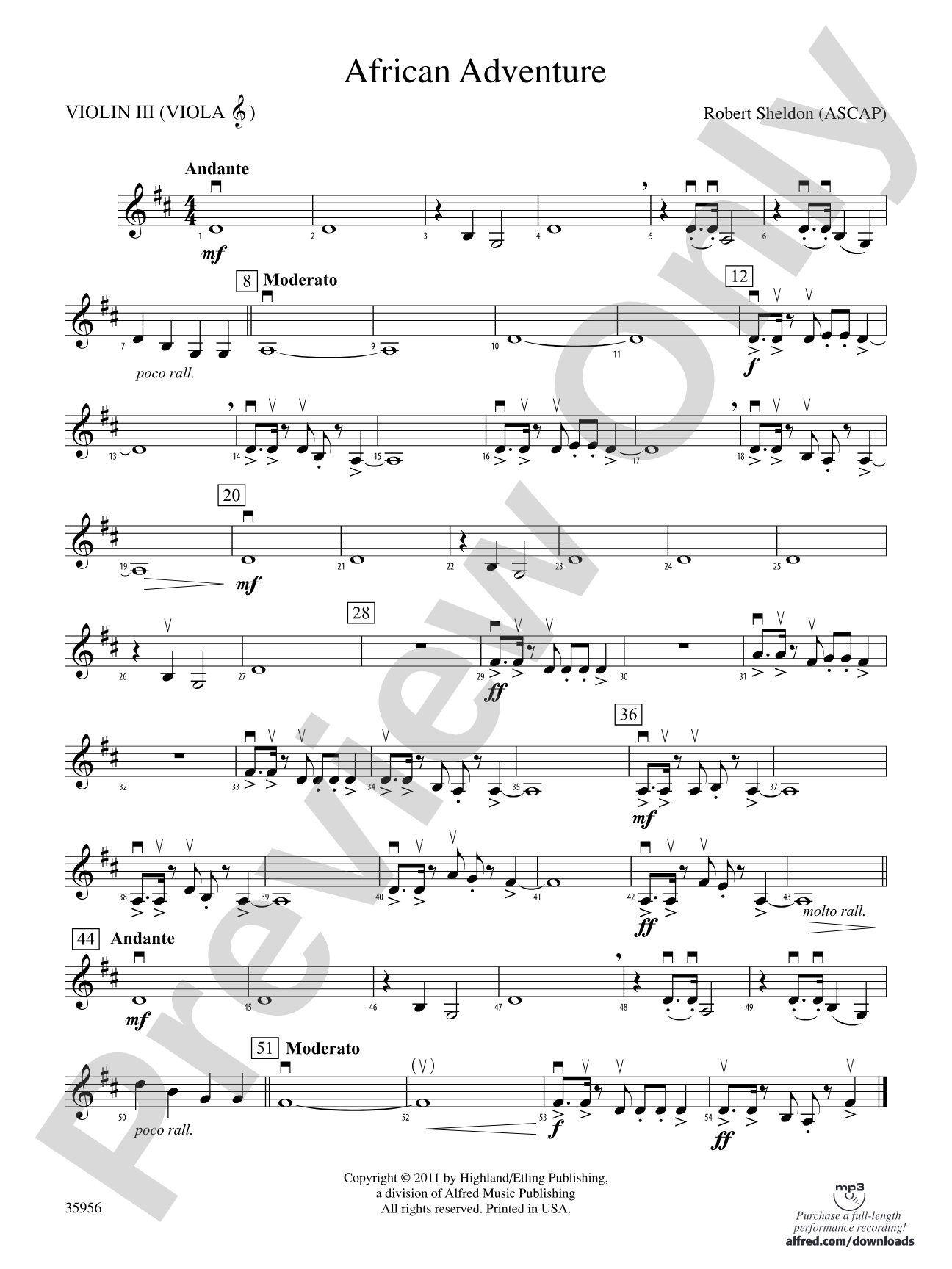 African Adventure: 3rd Violin (Viola [TC])