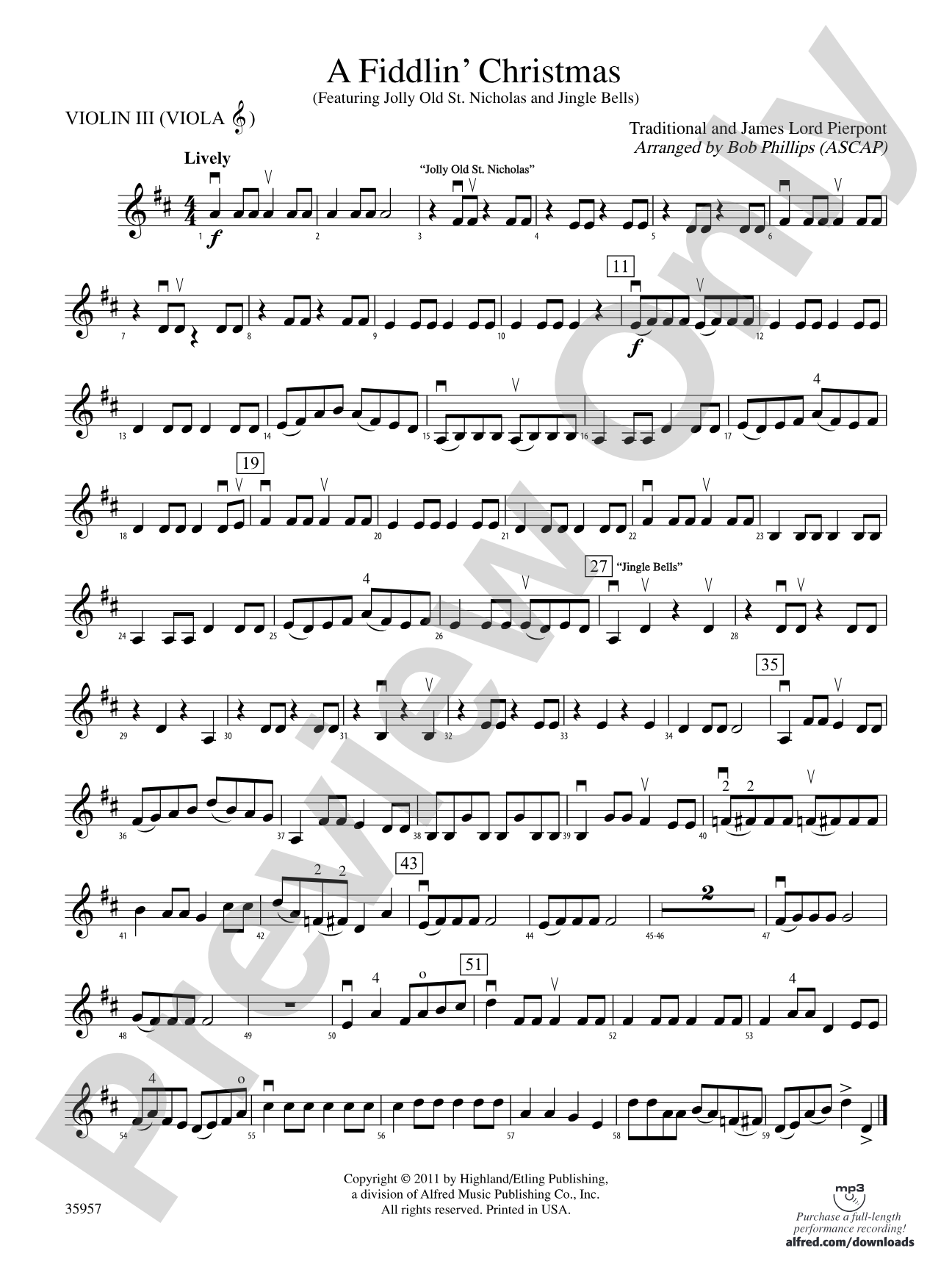 A Fiddlin' Christmas: 3rd Violin (Viola [TC])