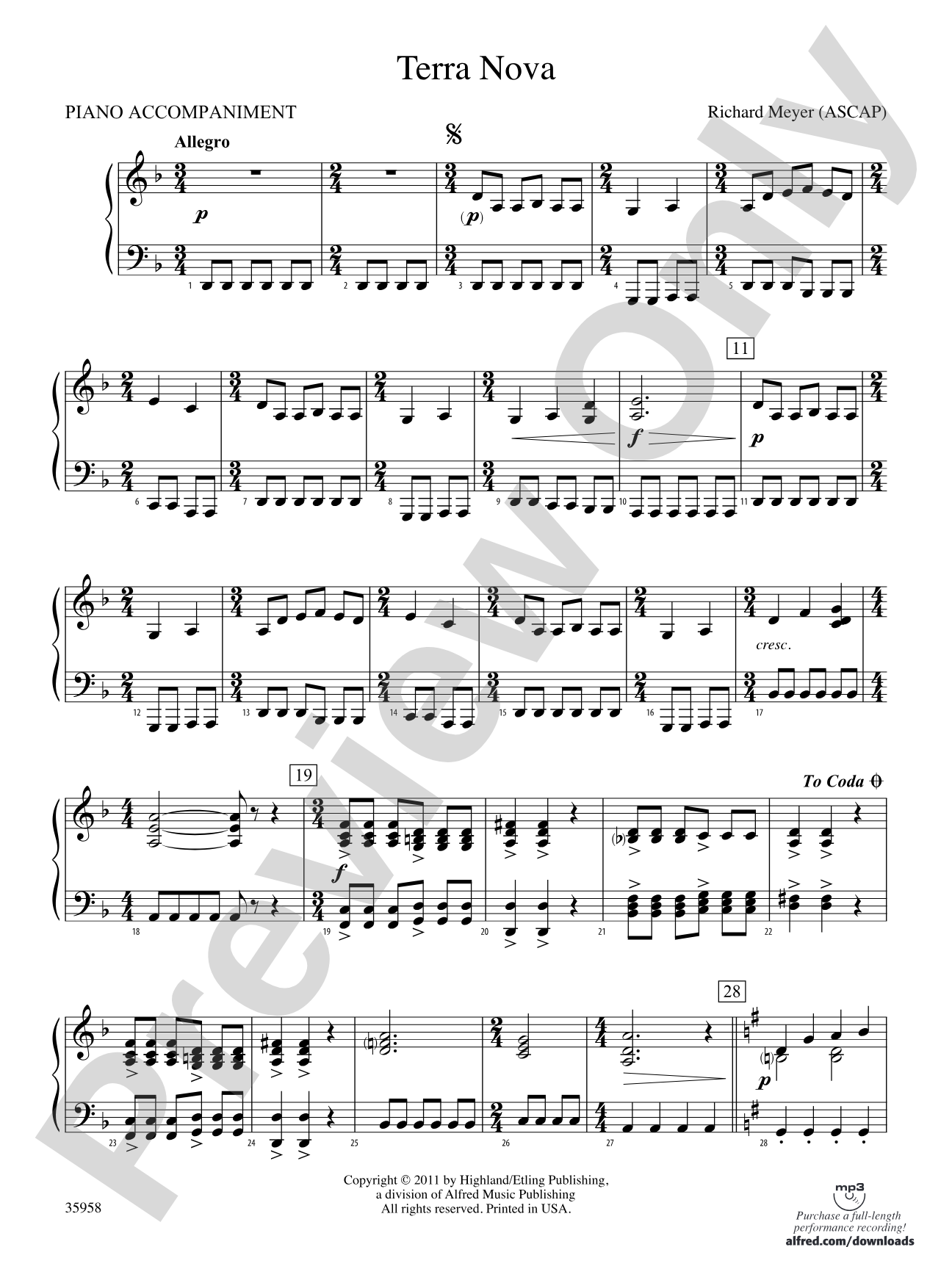 Terra Nova: Piano Accompaniment
