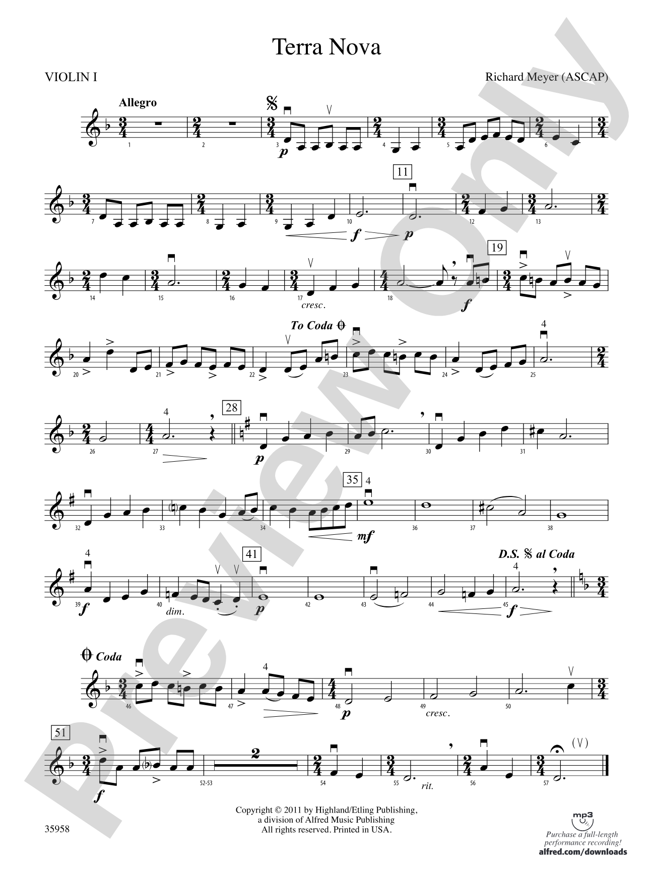 Terra Nova: 1st Violin