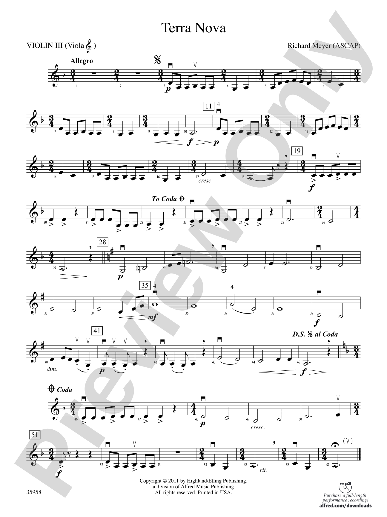 Terra Nova: 3rd Violin (Viola [TC])