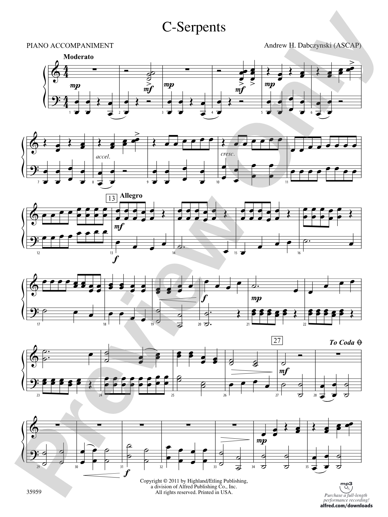 C-Serpents: Piano Accompaniment
