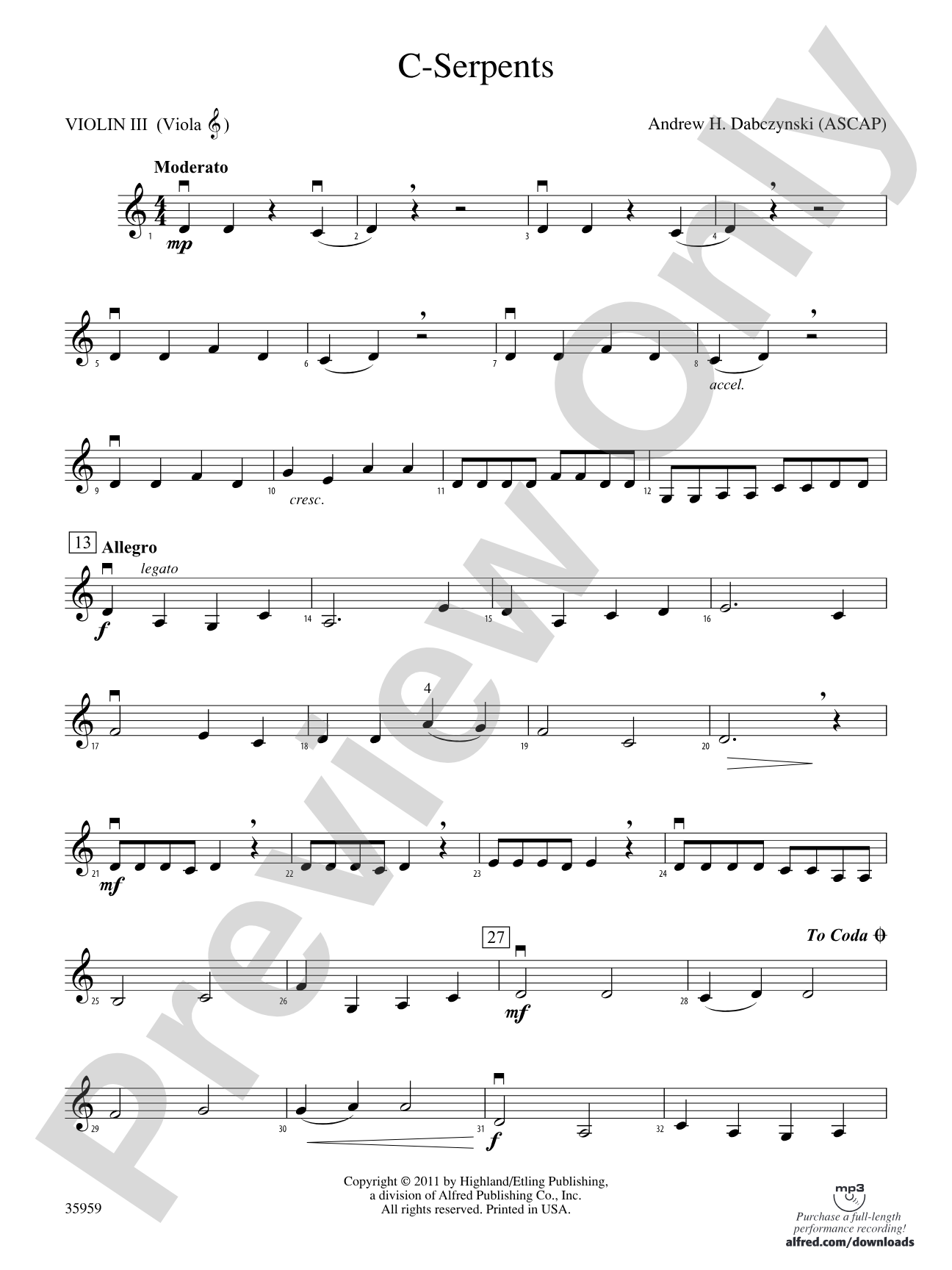C-Serpents: 3rd Violin (Viola [TC])