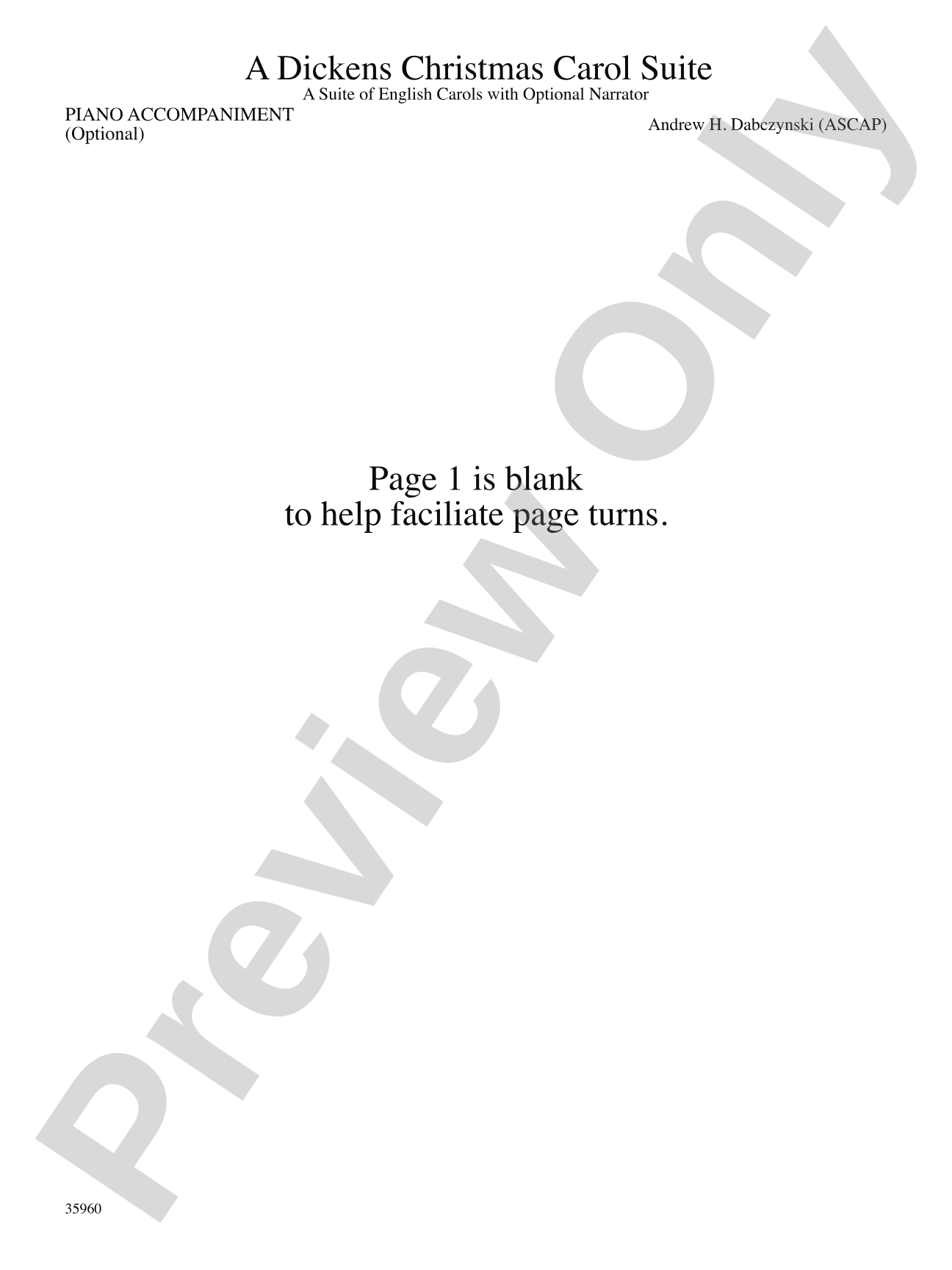 A Dickens Christmas Carol Suite: Piano Accompaniment