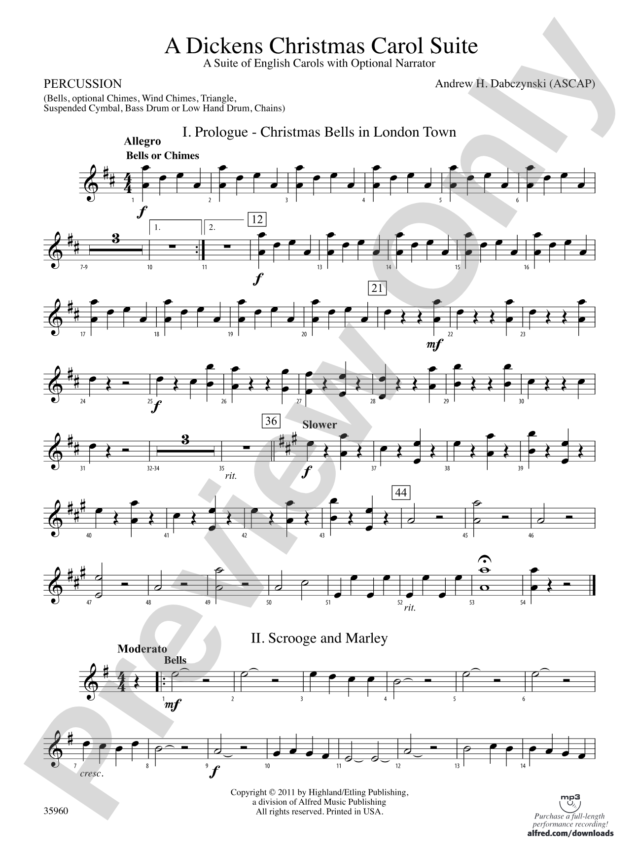 A Dickens Christmas Carol Suite: 1st Percussion