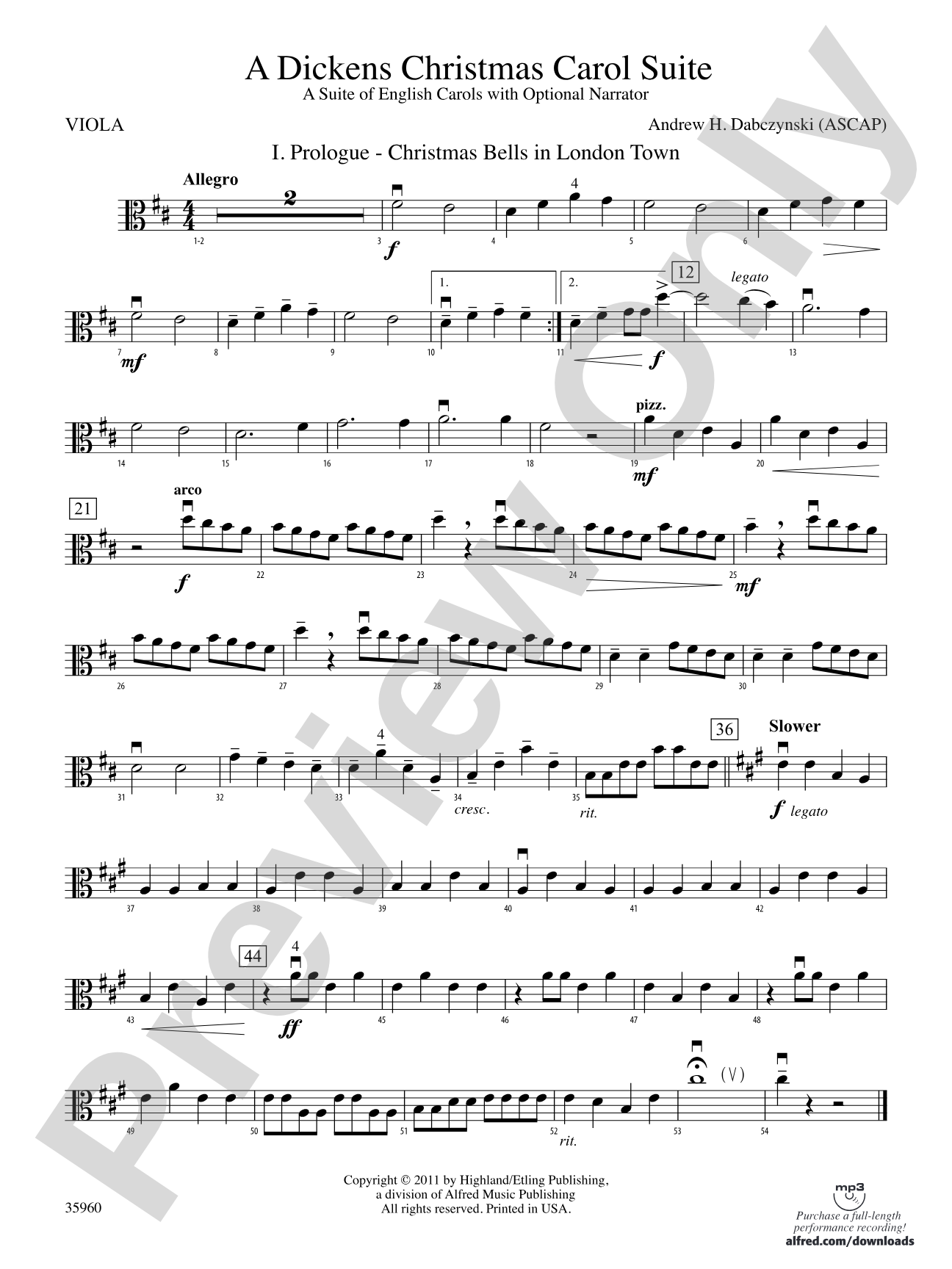 A Dickens Christmas Carol Suite: Viola