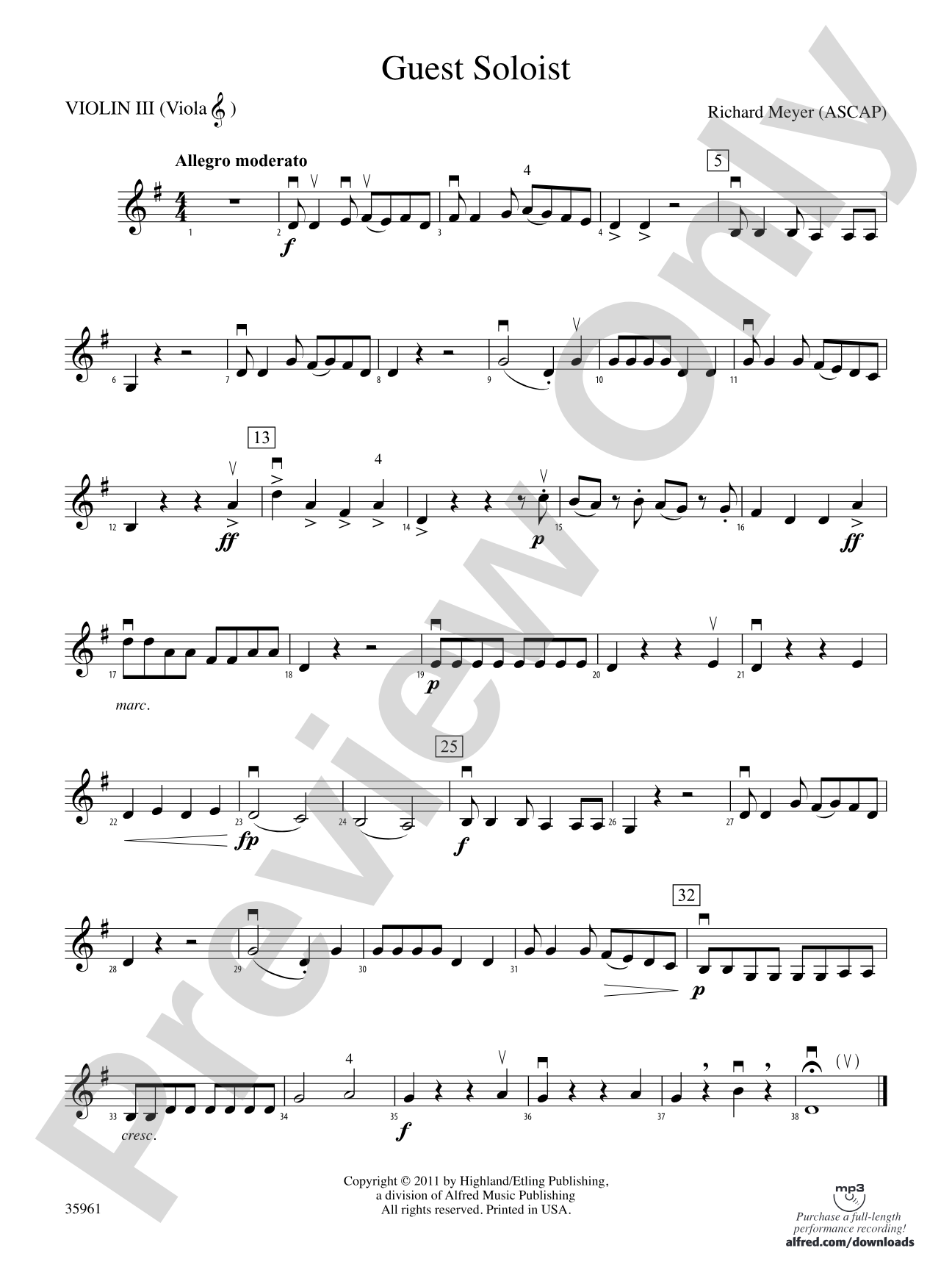 Guest Soloist: 3rd Violin (Viola [TC])