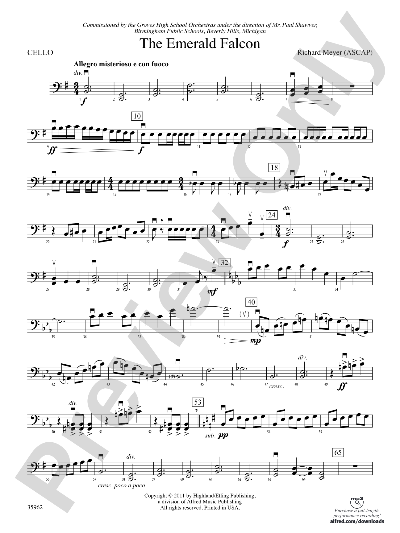 The Emerald Falcon: Cello