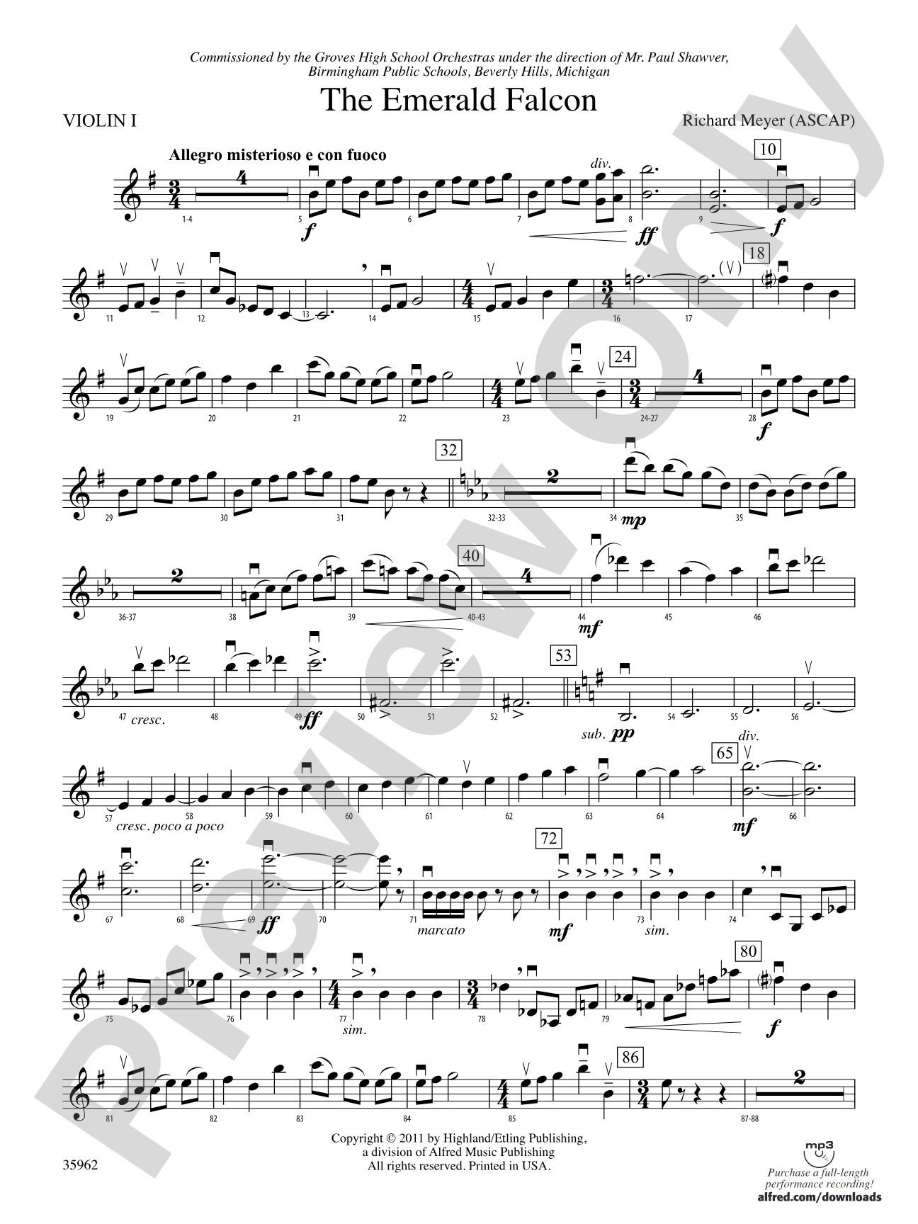 The Emerald Falcon: 1st Violin