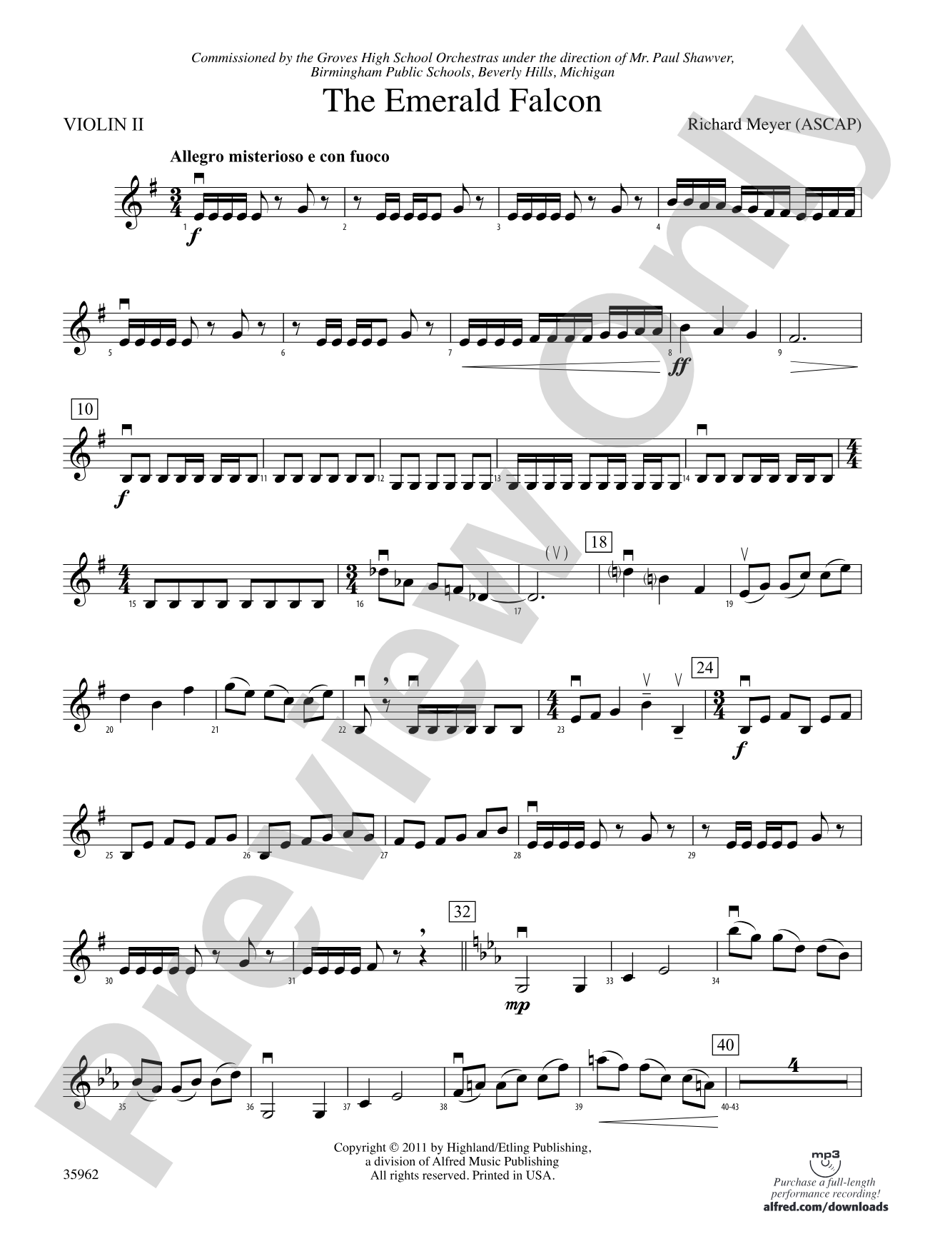 The Emerald Falcon: 2nd Violin