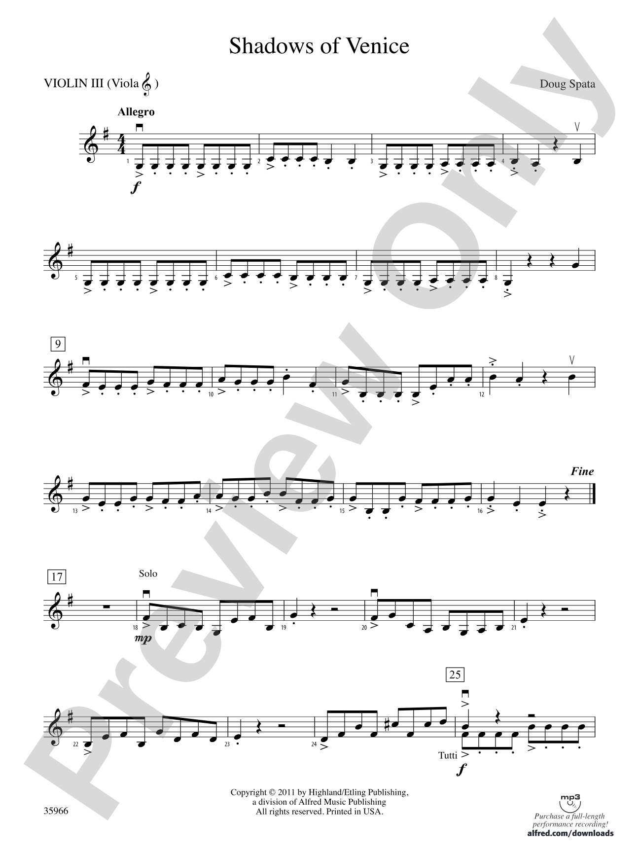 Shadows of Venice: 3rd Violin (Viola [TC])