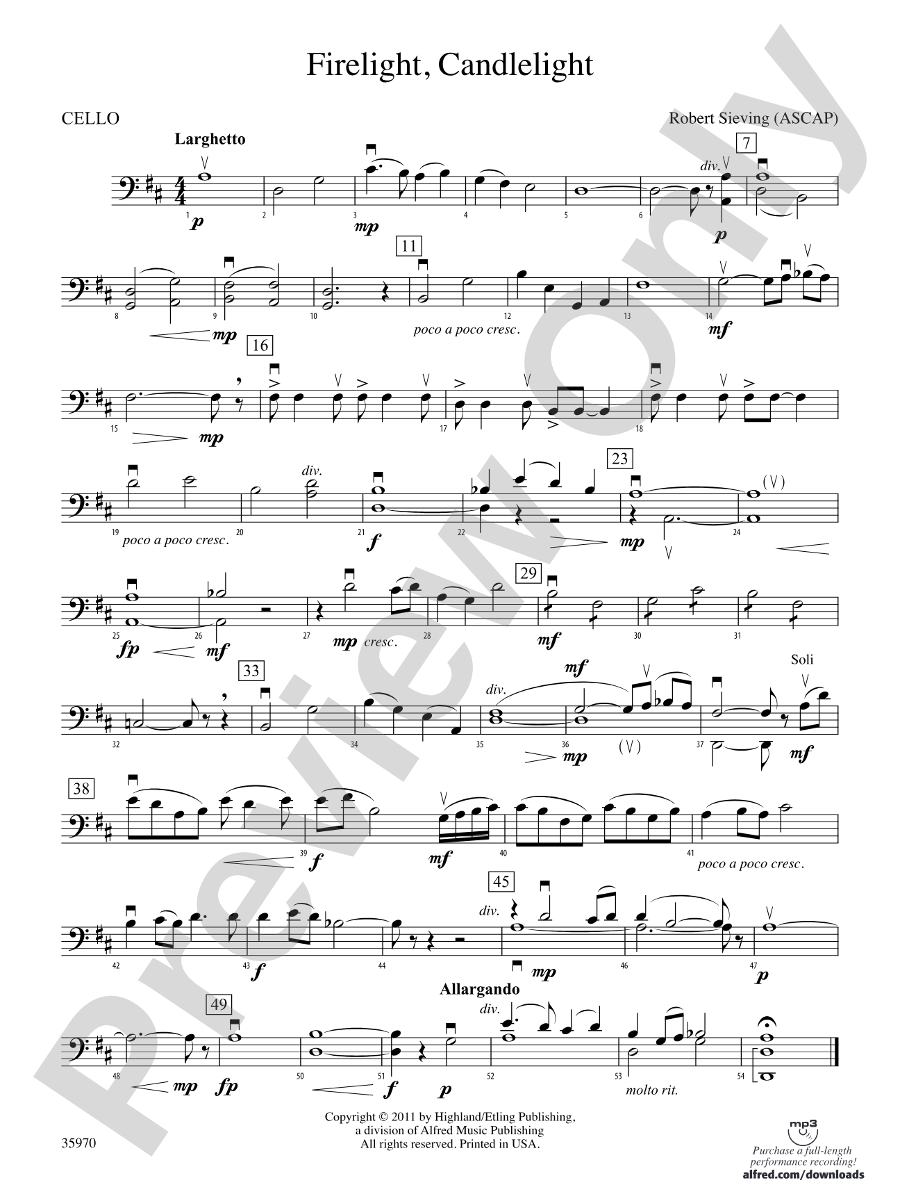 Firelight, Candlelight: Cello