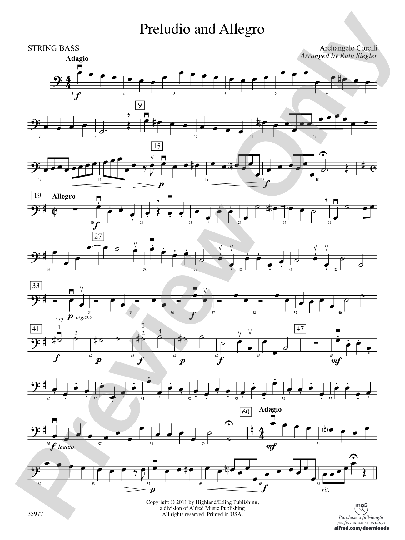 Preludio and Allegro: String Bass