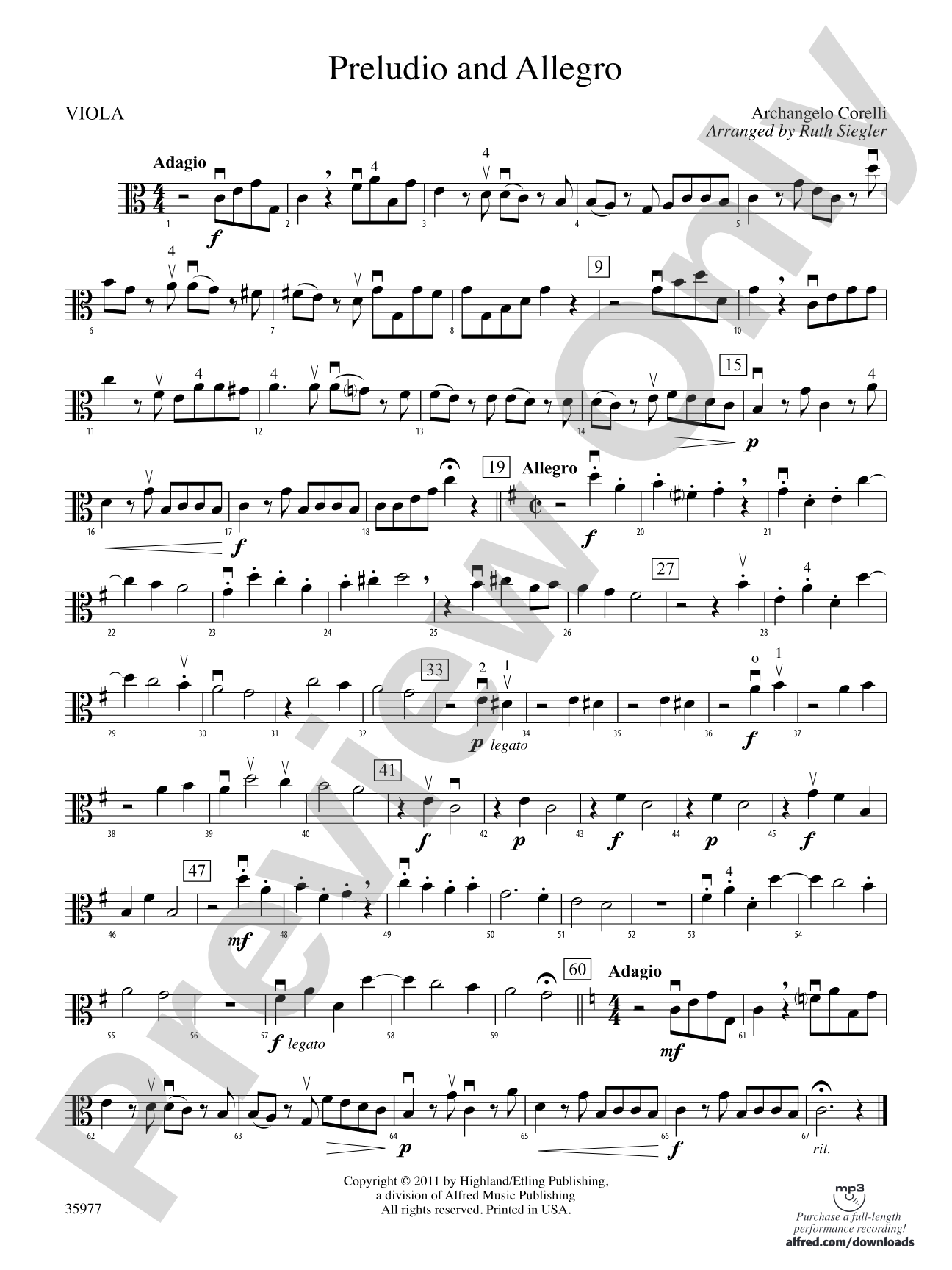 Preludio and Allegro: Viola