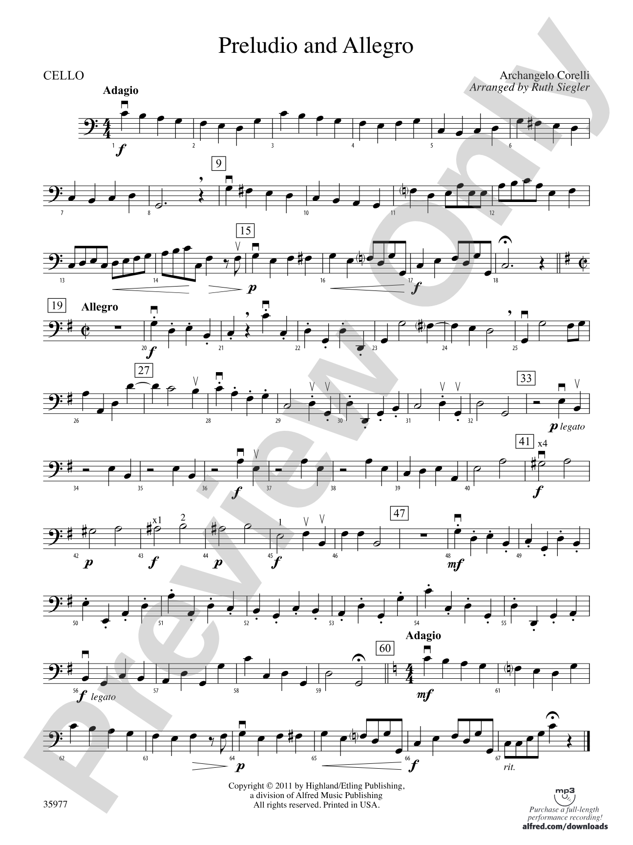 Preludio and Allegro: Cello