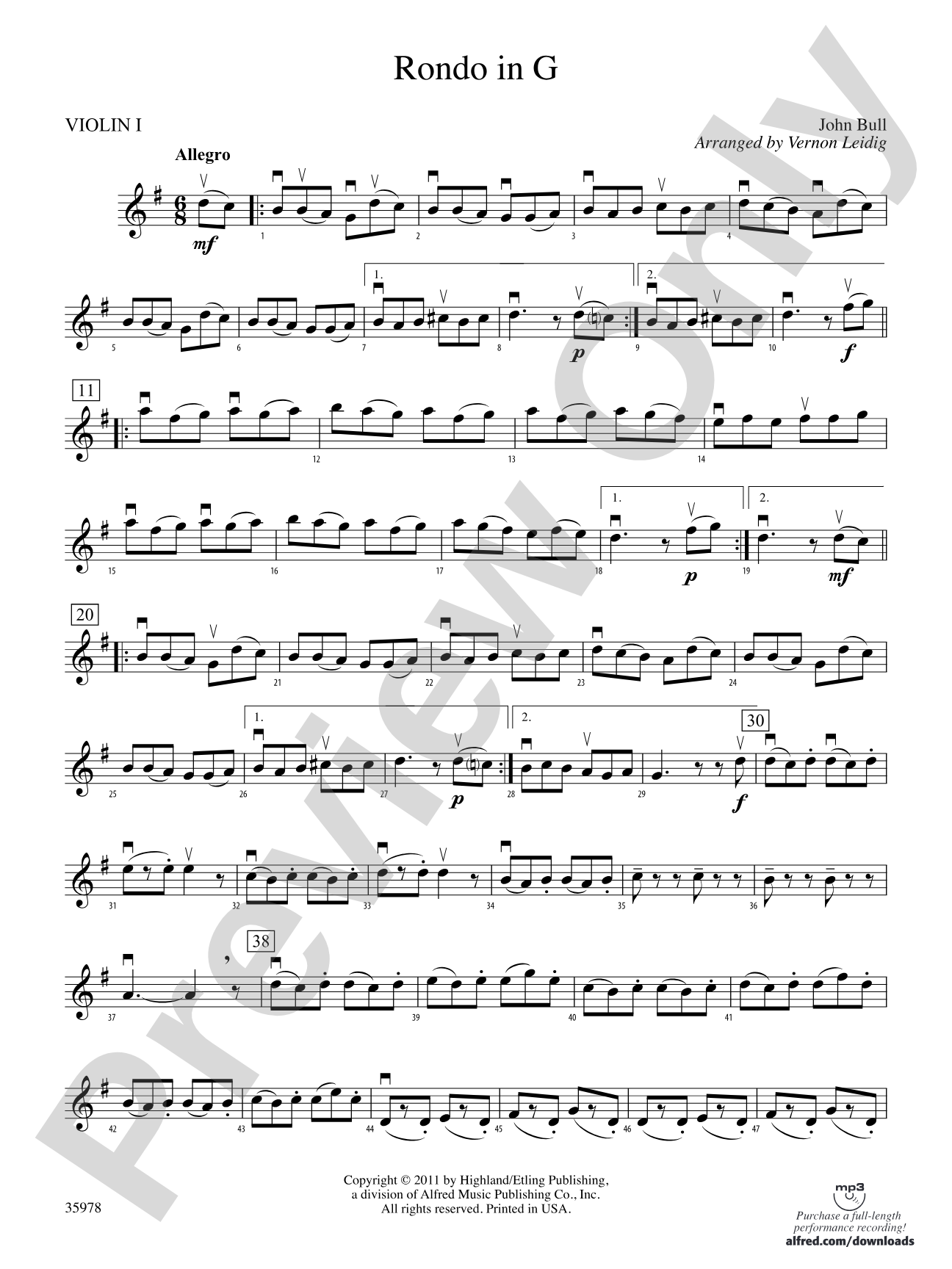 Rondo in G: 1st Violin
