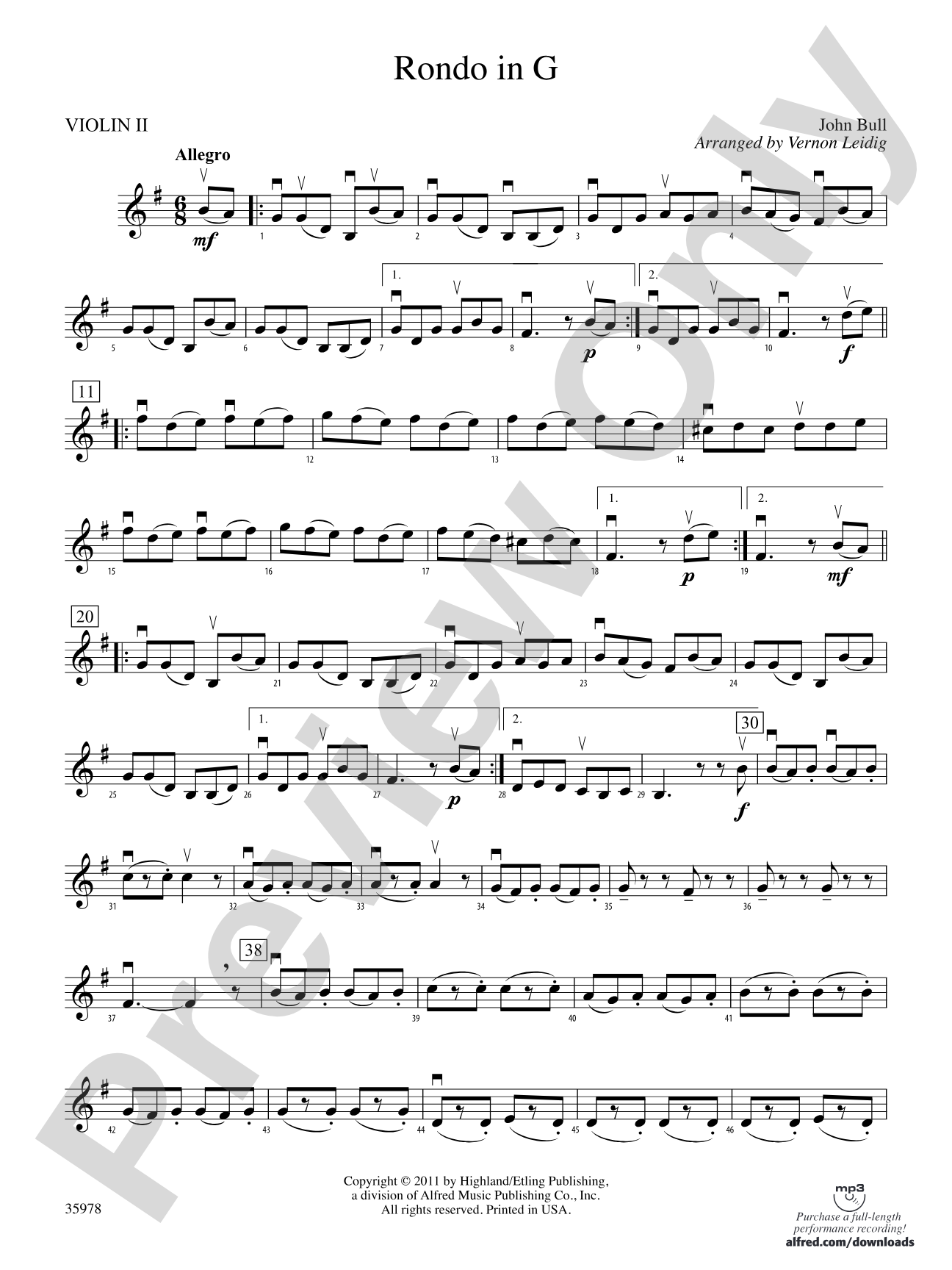 Rondo in G: 2nd Violin