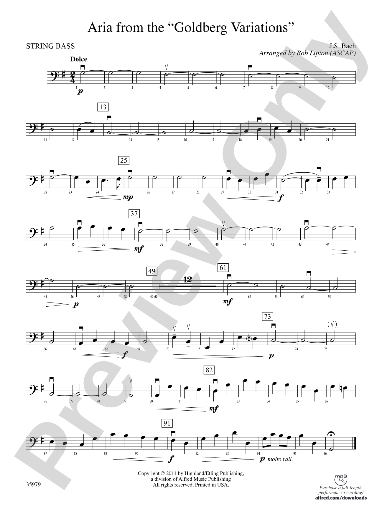 Aria from the Goldberg Variations: String Bass