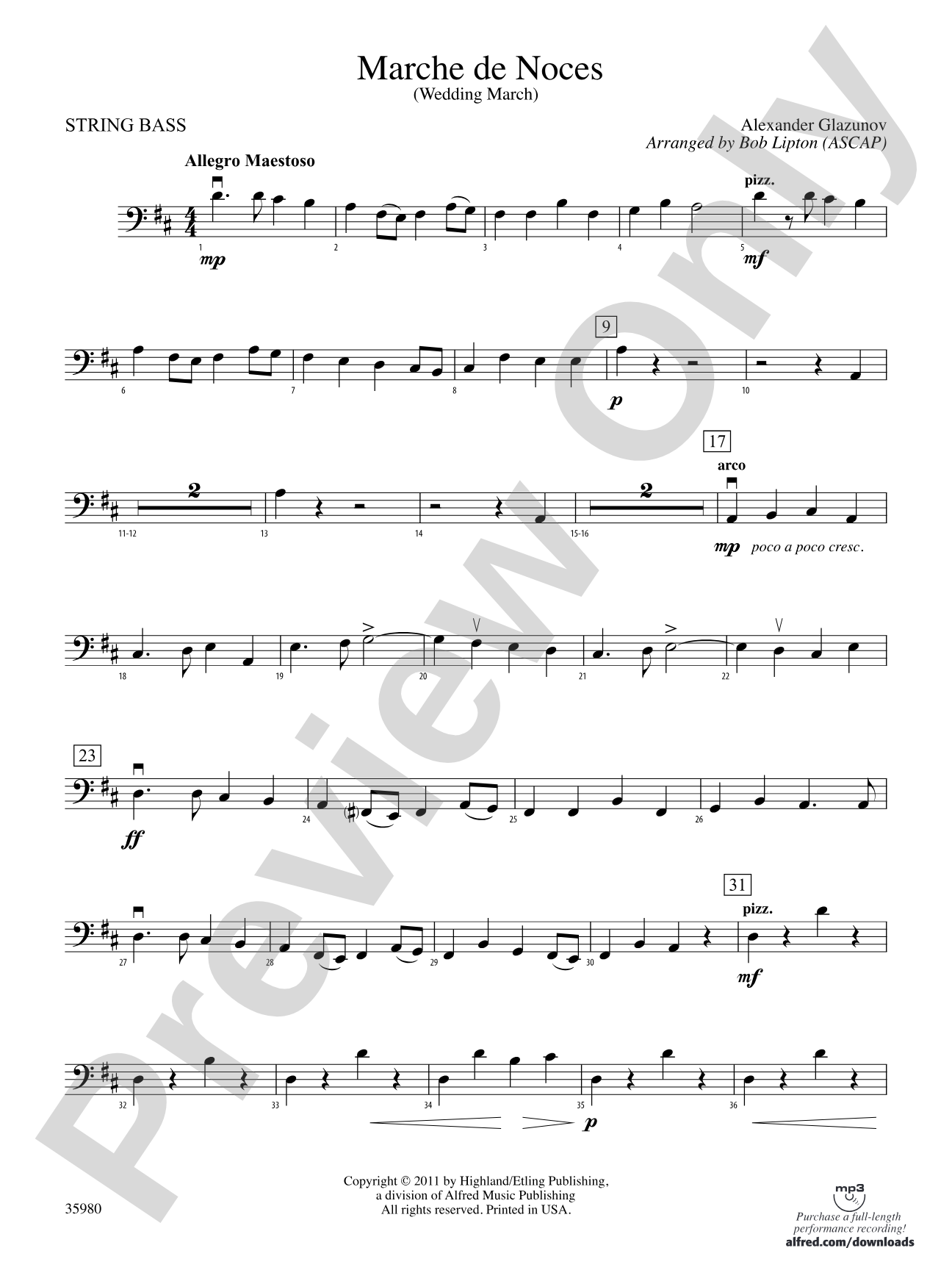Marche de Noces: String Bass
