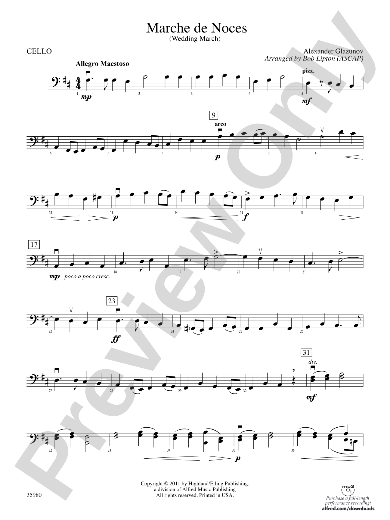 Marche de Noces: Cello