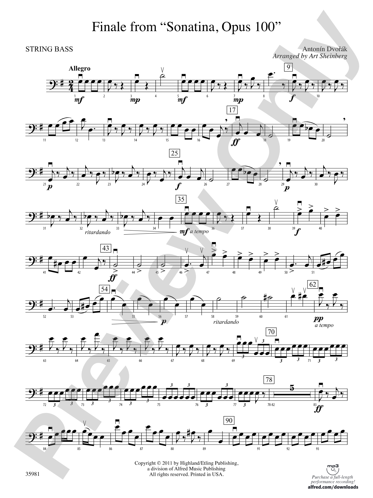 Finale from "Sonatina, Op. 100": String Bass