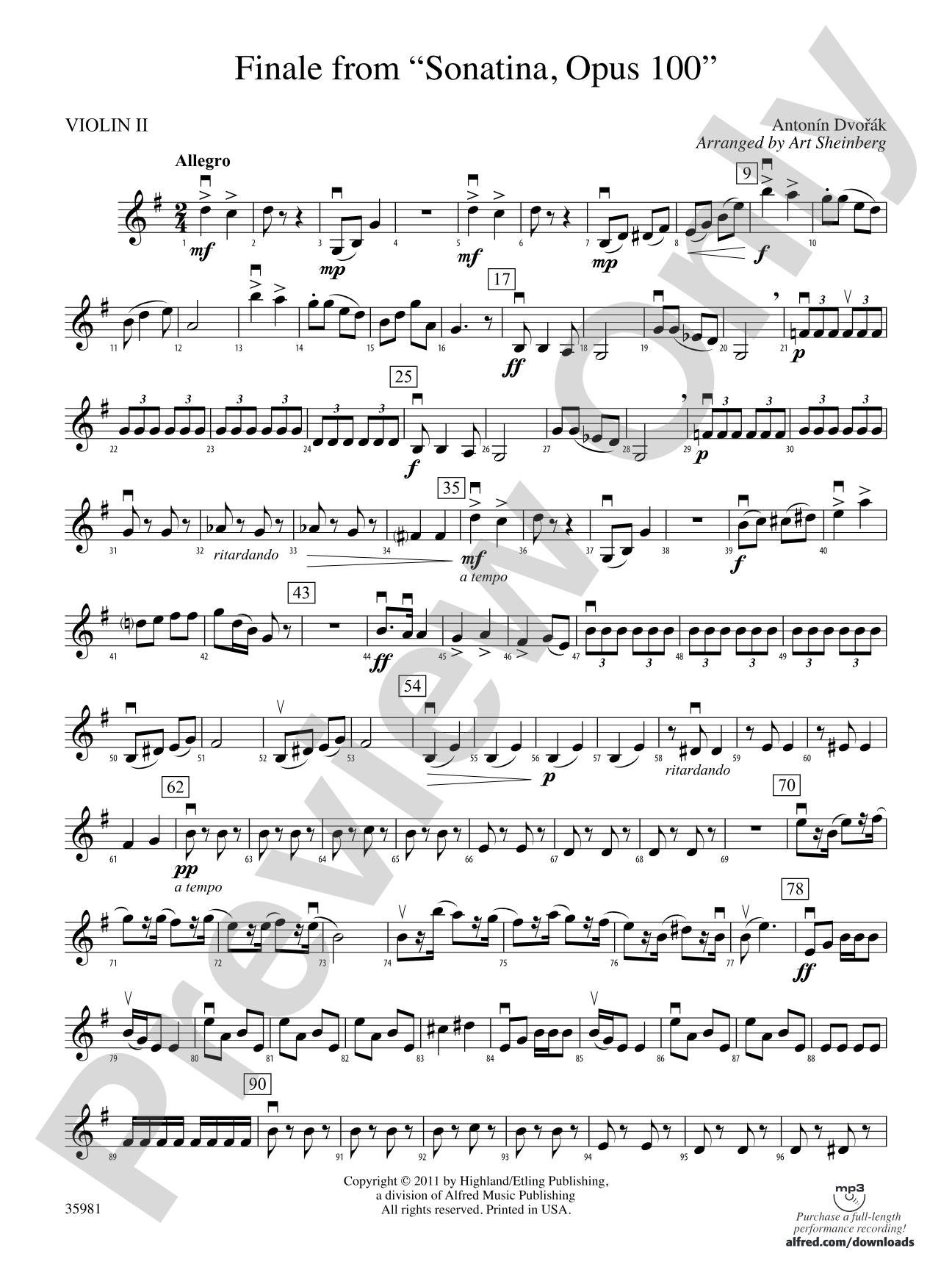 Finale from "Sonatina, Op. 100": 2nd Violin