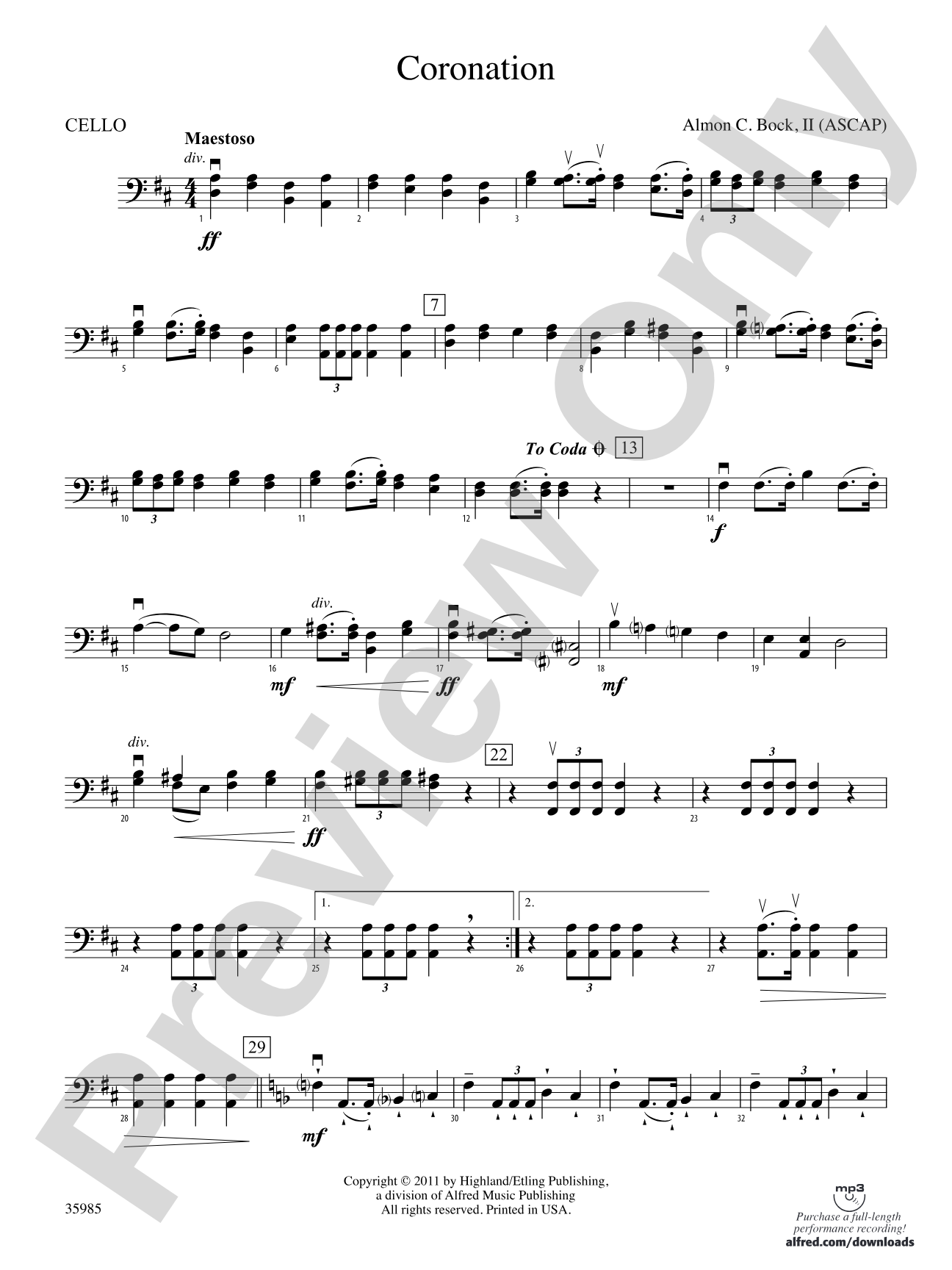 Coronation: Cello