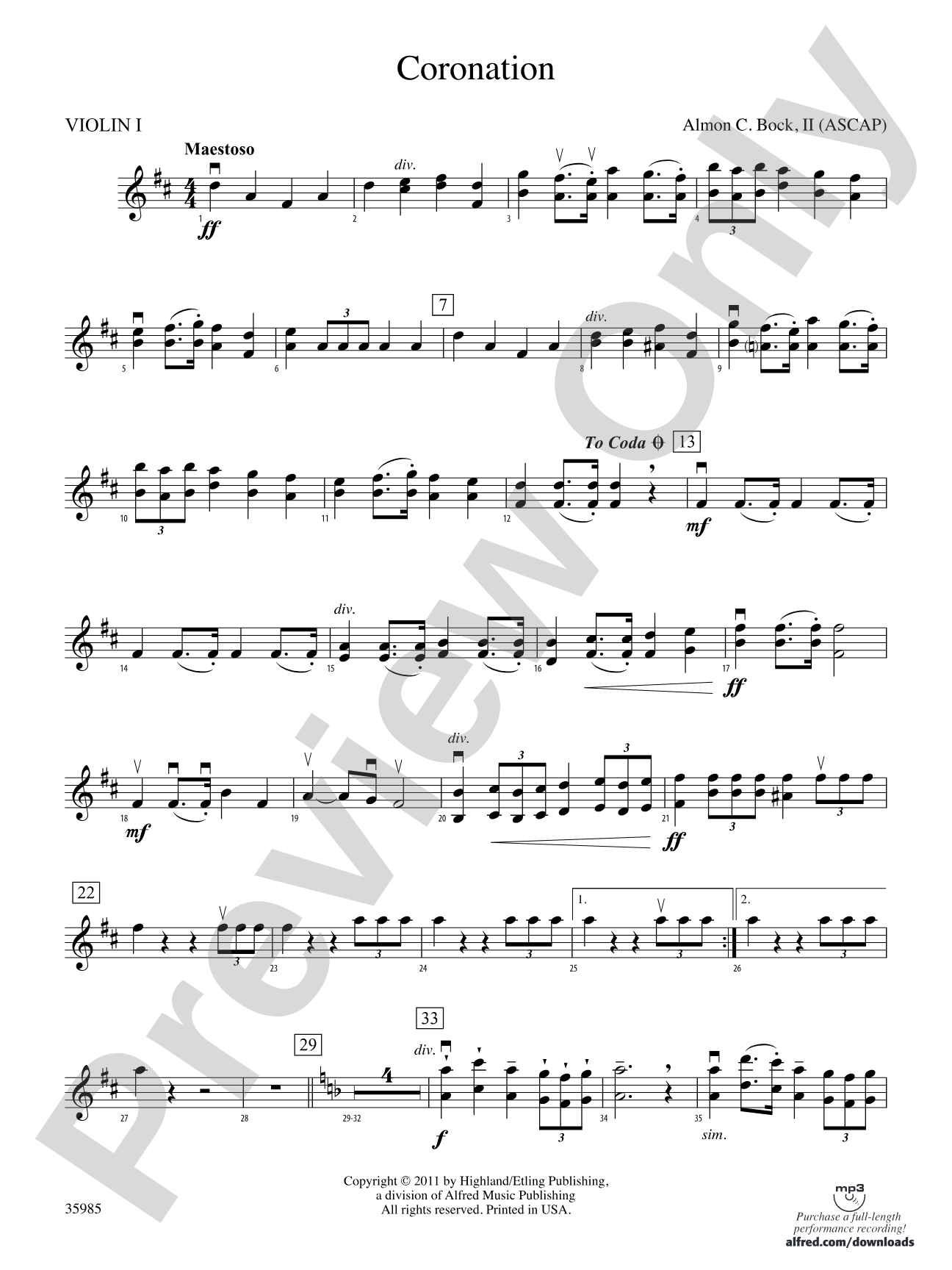 Coronation: 1st Violin