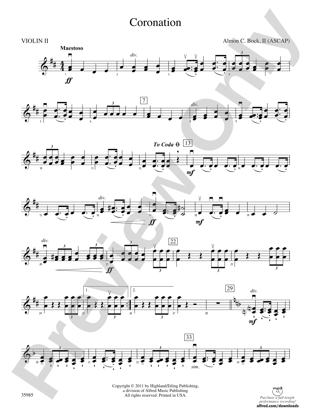 Coronation: 2nd Violin