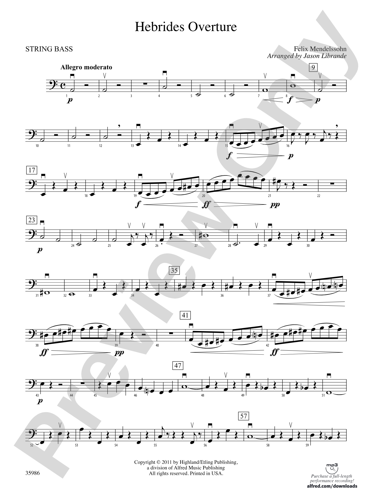 Hebrides Overture: String Bass