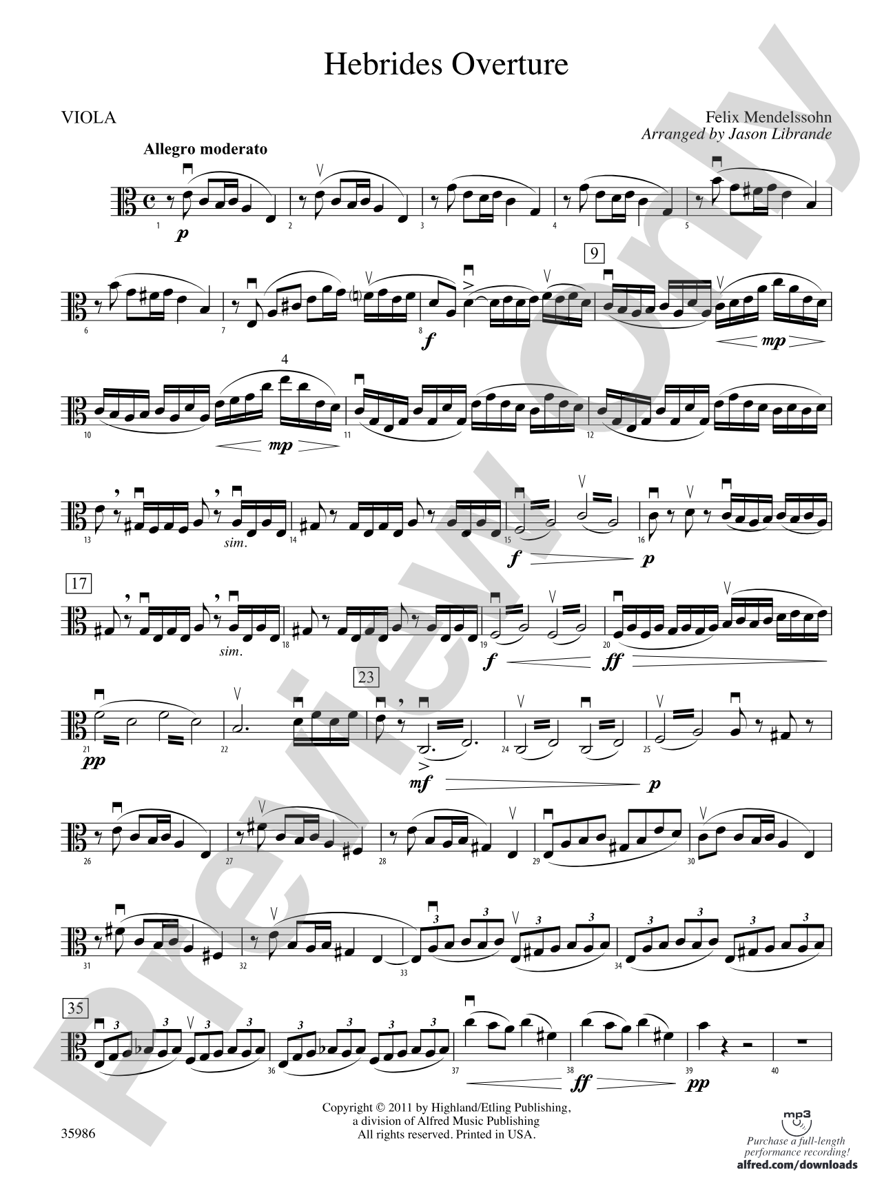 Hebrides Overture: Viola