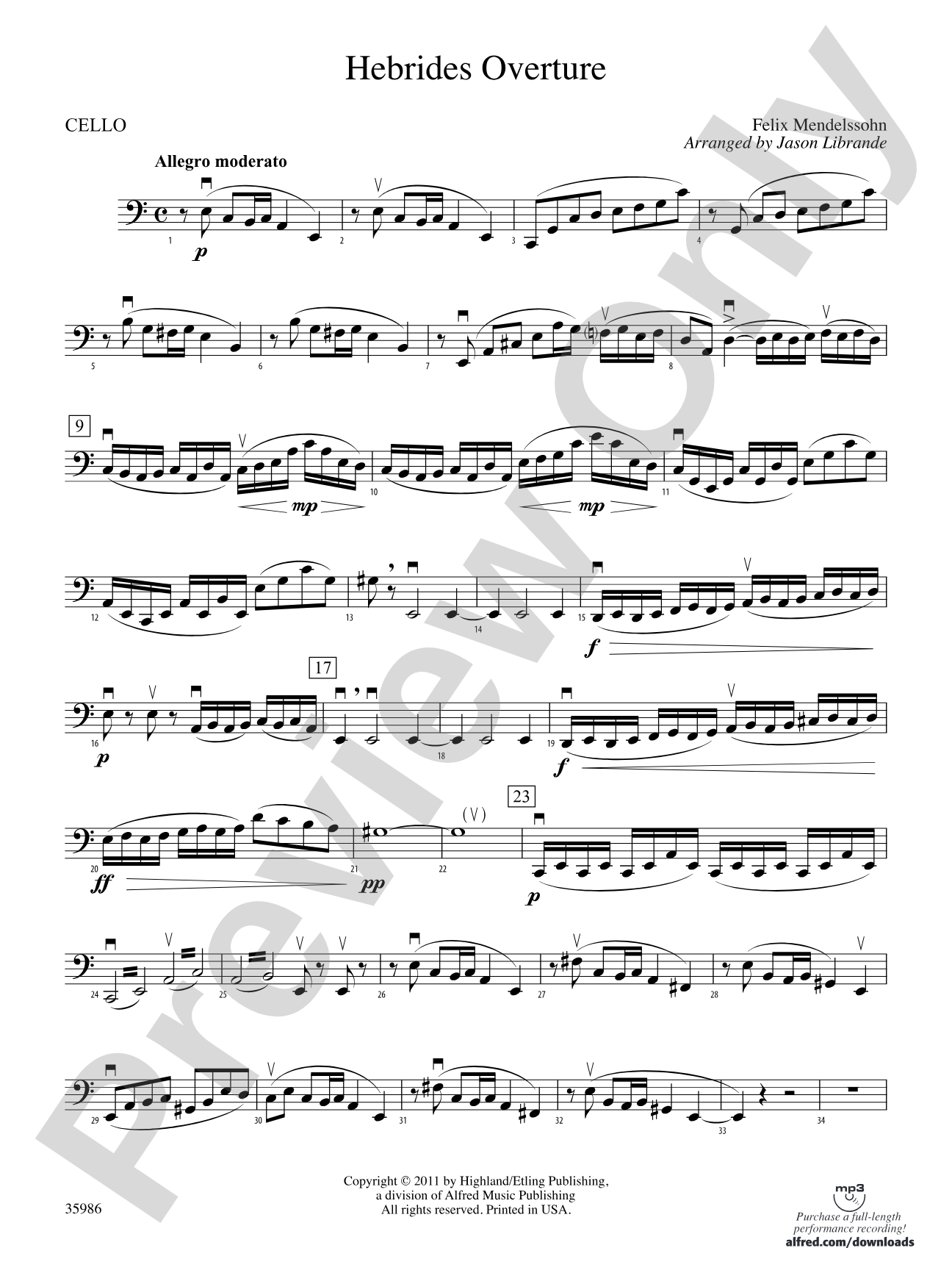 Hebrides Overture: Cello