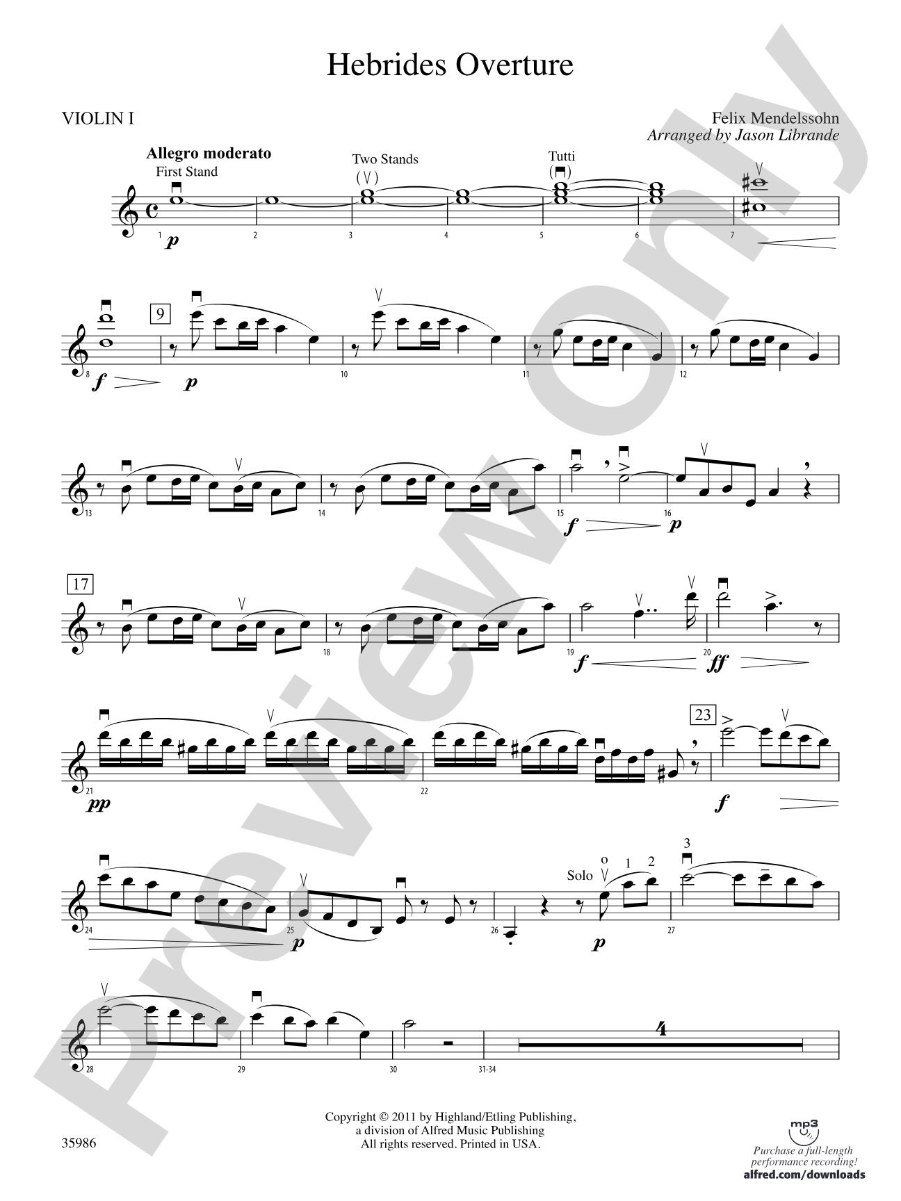 Hebrides Overture: 1st Violin