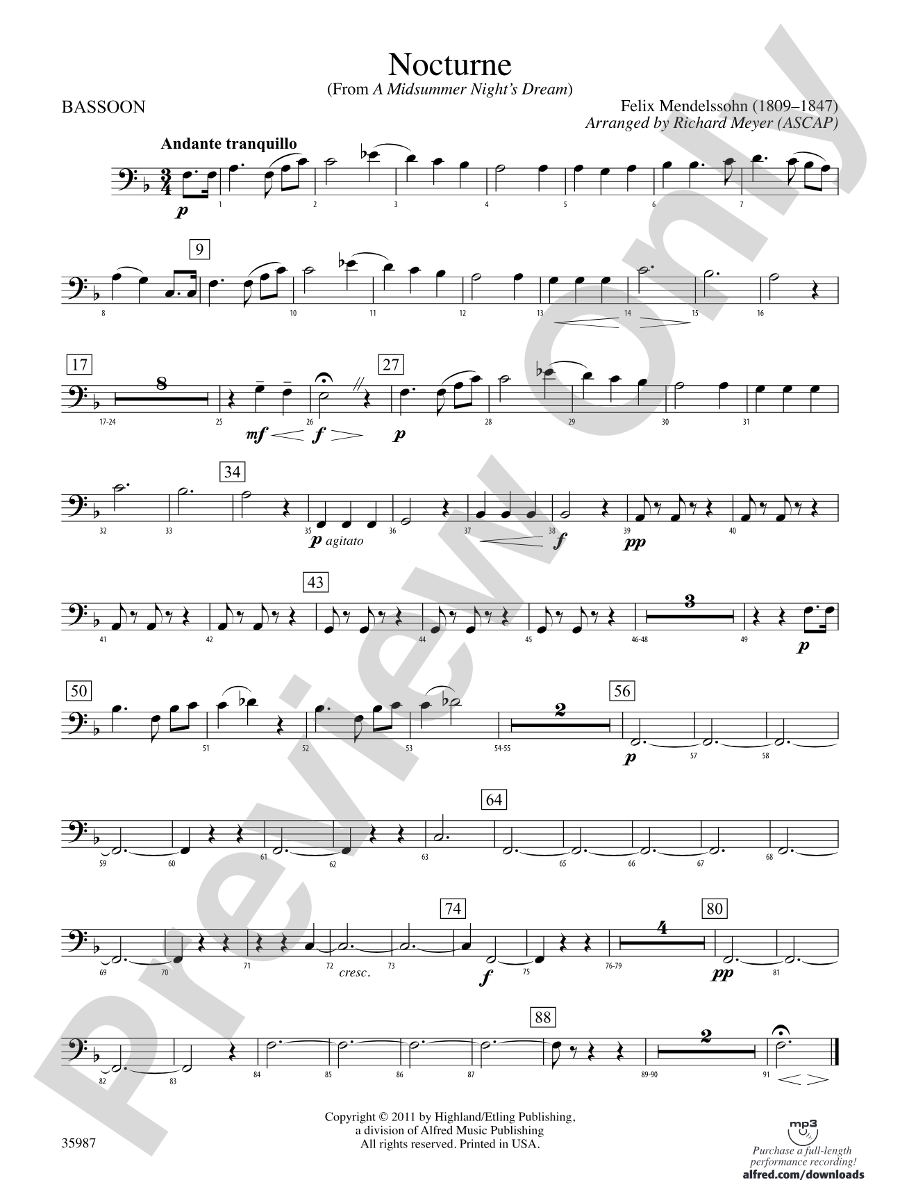 Nocturne (from A Midsummer Night's Dream): Bassoon