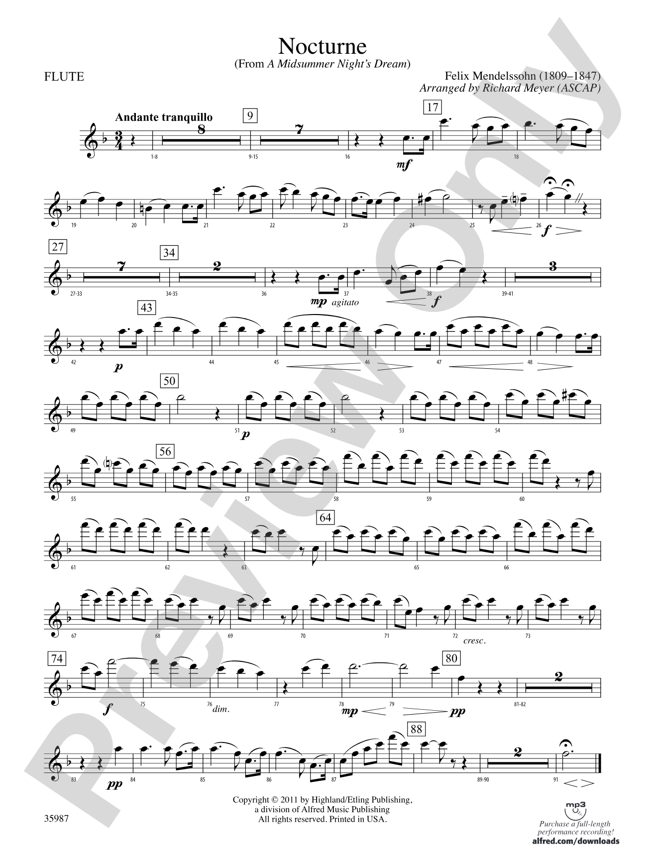 Nocturne (from A Midsummer Night's Dream): Flute