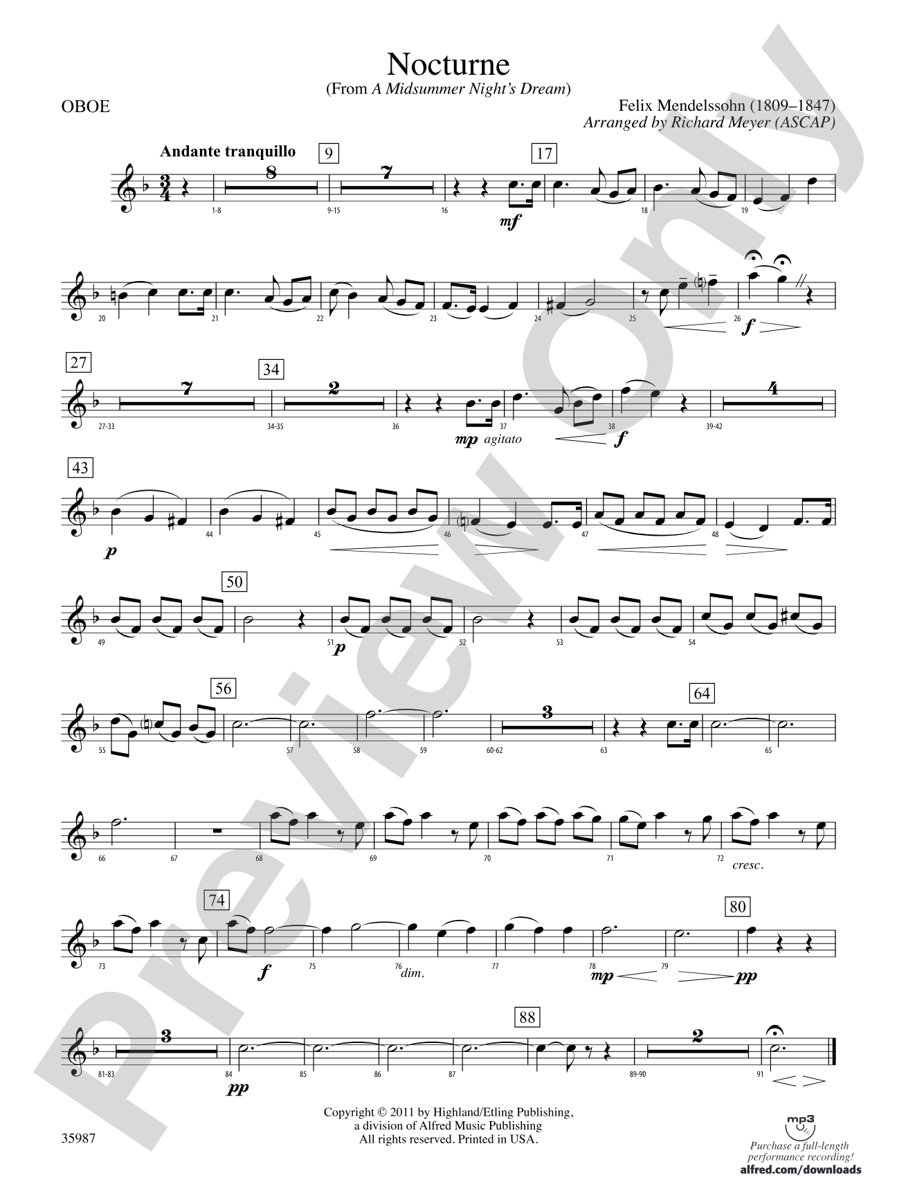 Nocturne (from A Midsummer Night's Dream): Oboe