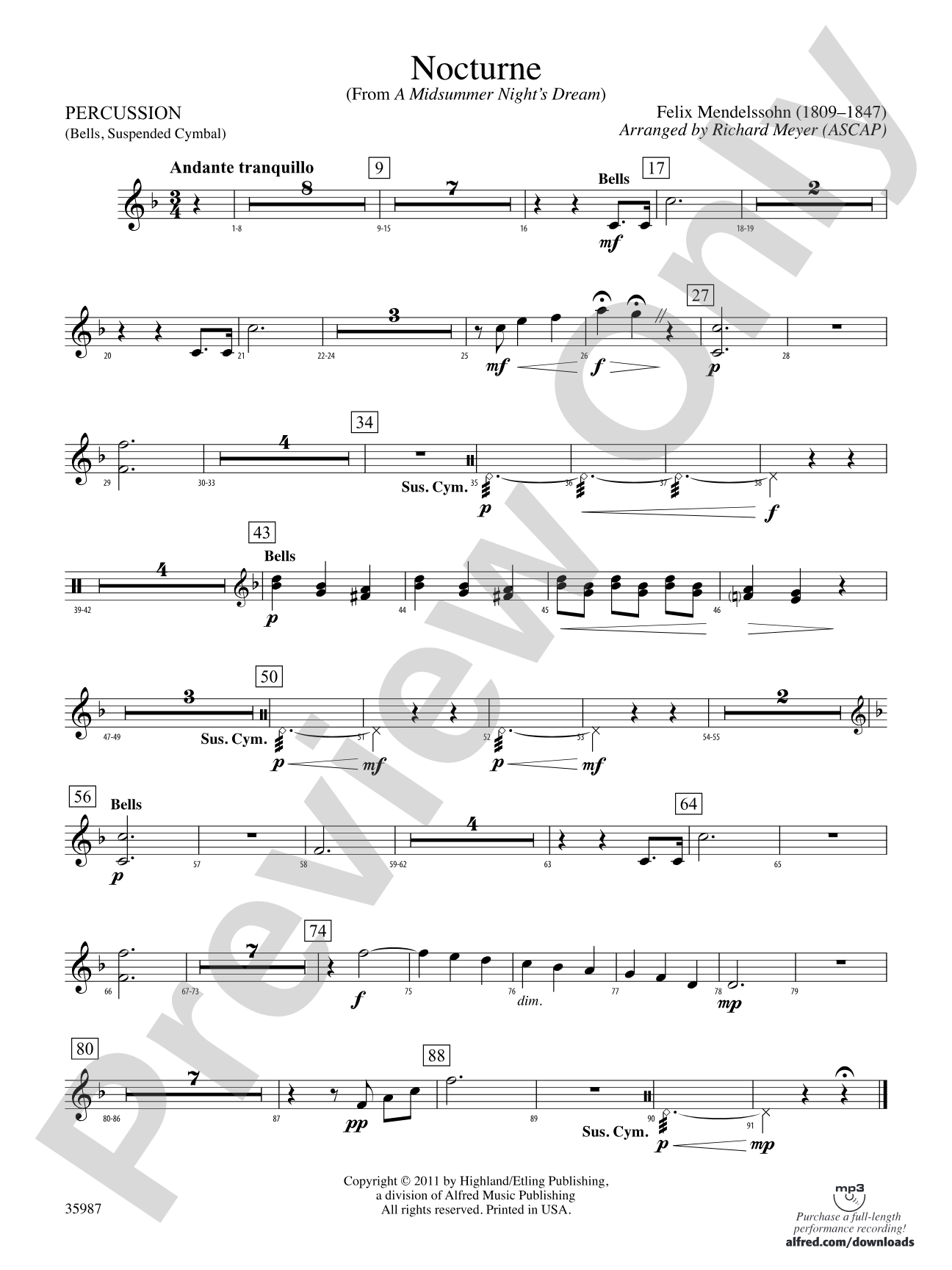 Nocturne (from A Midsummer Night's Dream): 1st Percussion