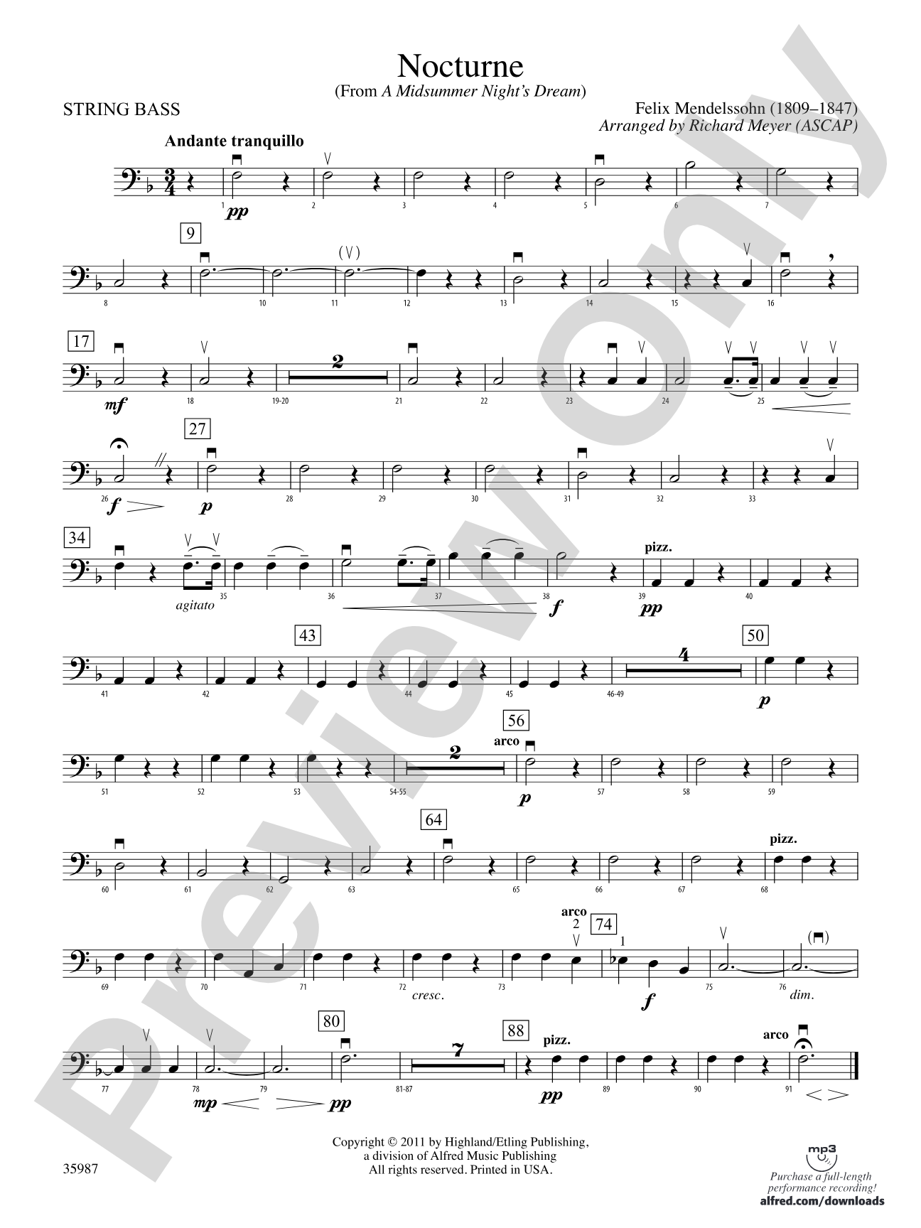 Nocturne (from A Midsummer Night's Dream): String Bass