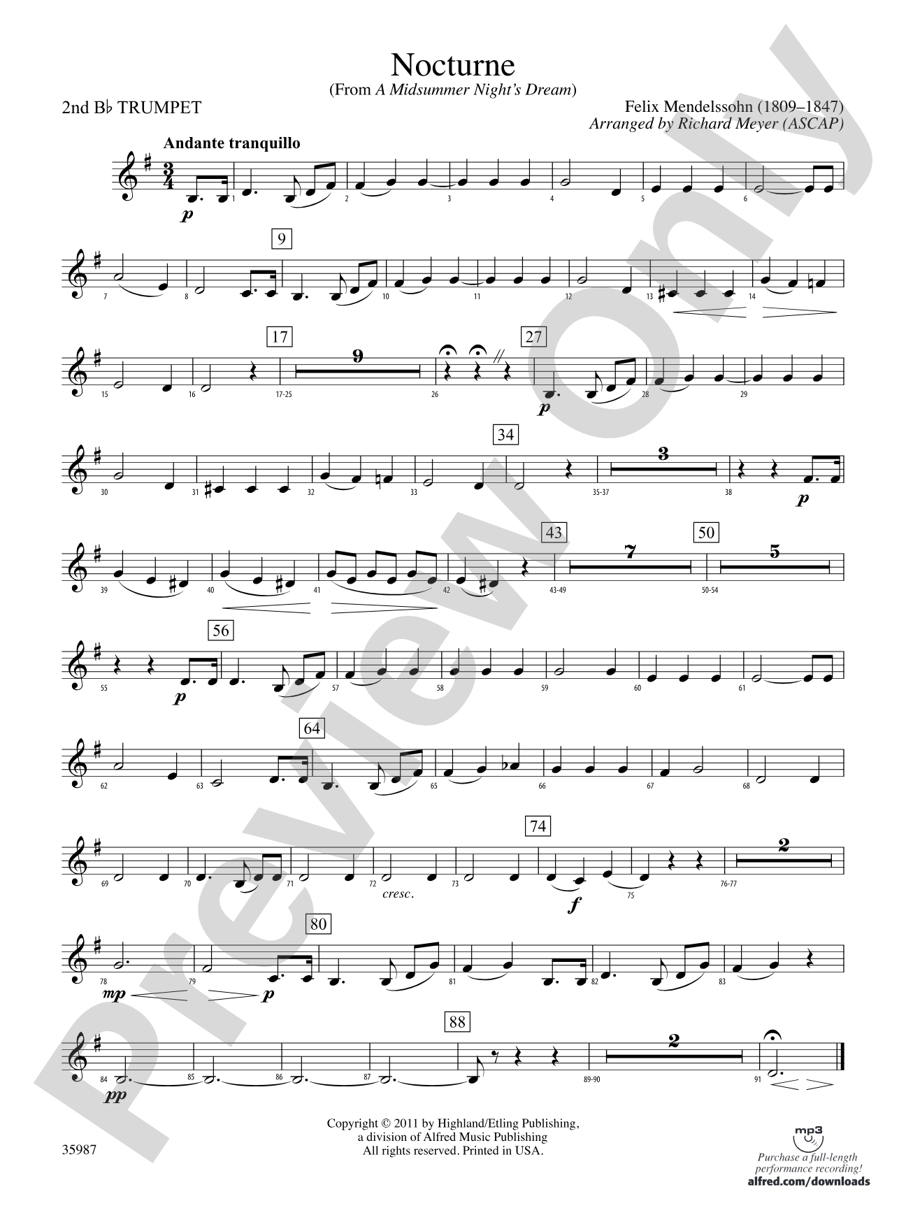 Nocturne (from A Midsummer Night's Dream): 2nd B-flat Trumpet
