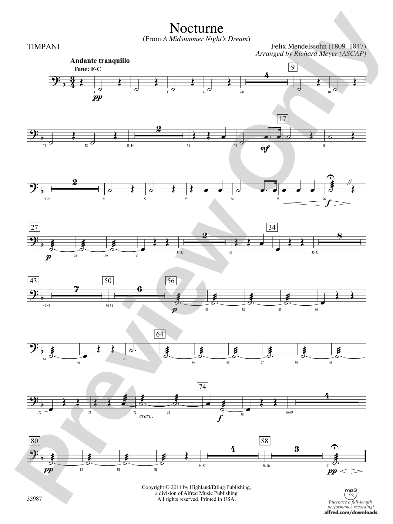 Nocturne (from A Midsummer Night's Dream): Timpani