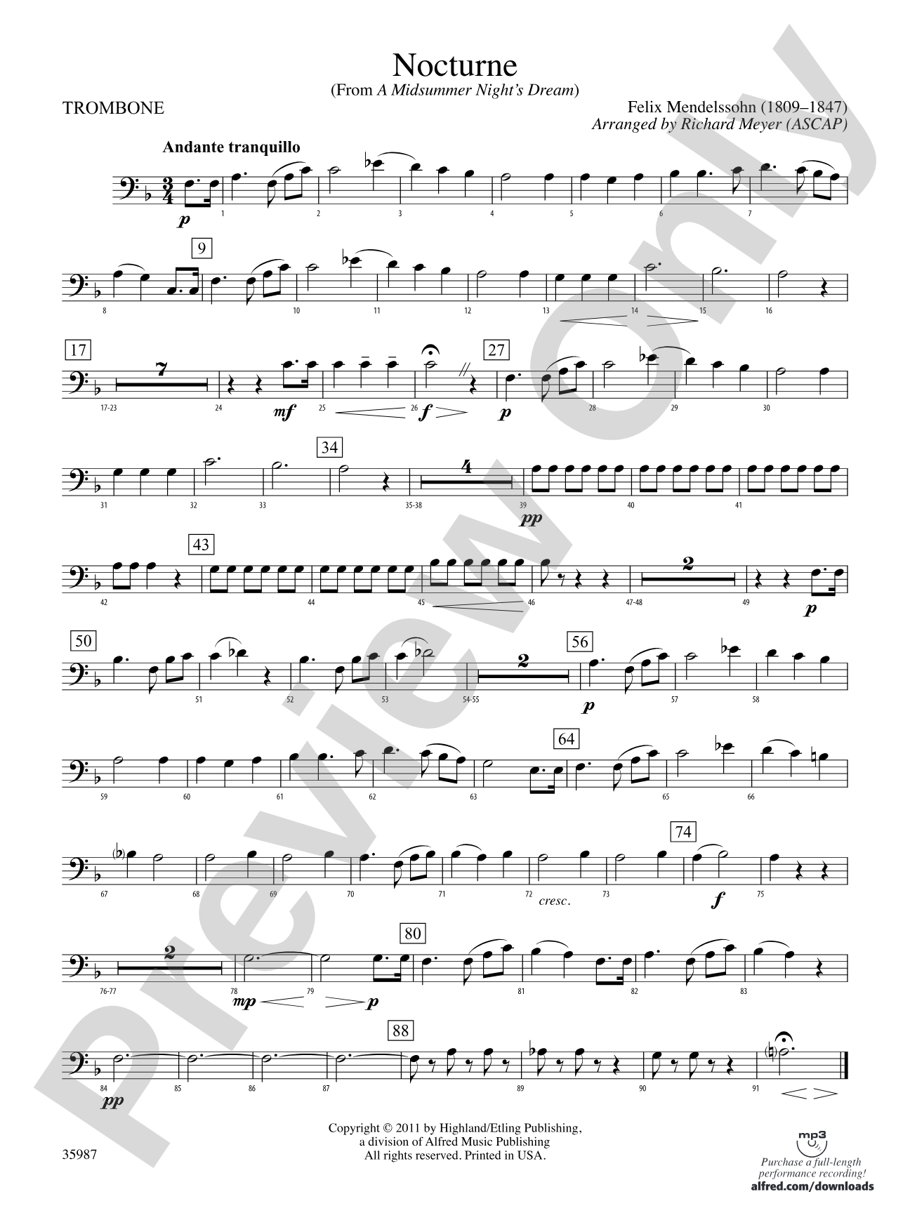 Nocturne (from A Midsummer Night's Dream): 1st Trombone
