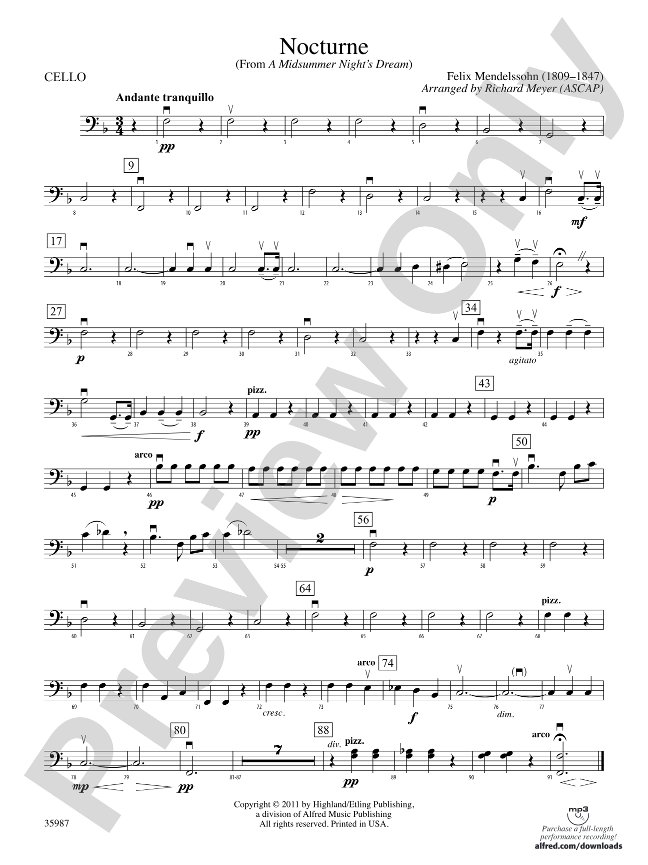 Nocturne (from A Midsummer Night's Dream): Cello