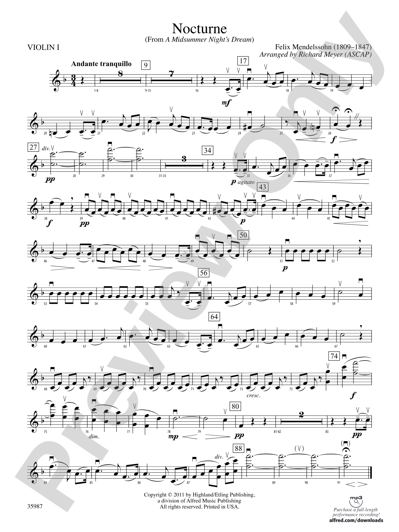 Nocturne (from A Midsummer Night's Dream): 1st Violin
