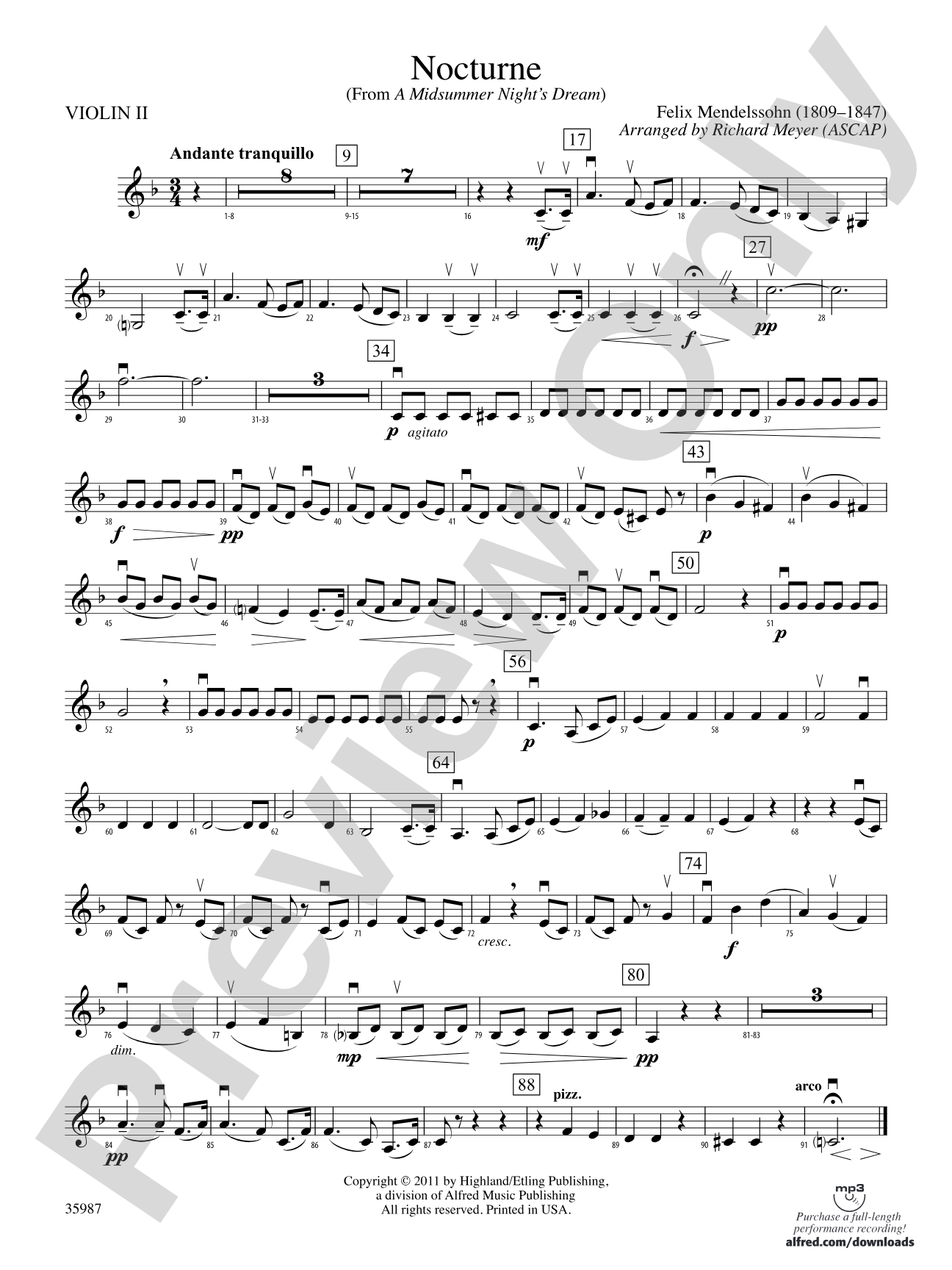 Nocturne (from A Midsummer Night's Dream): 2nd Violin
