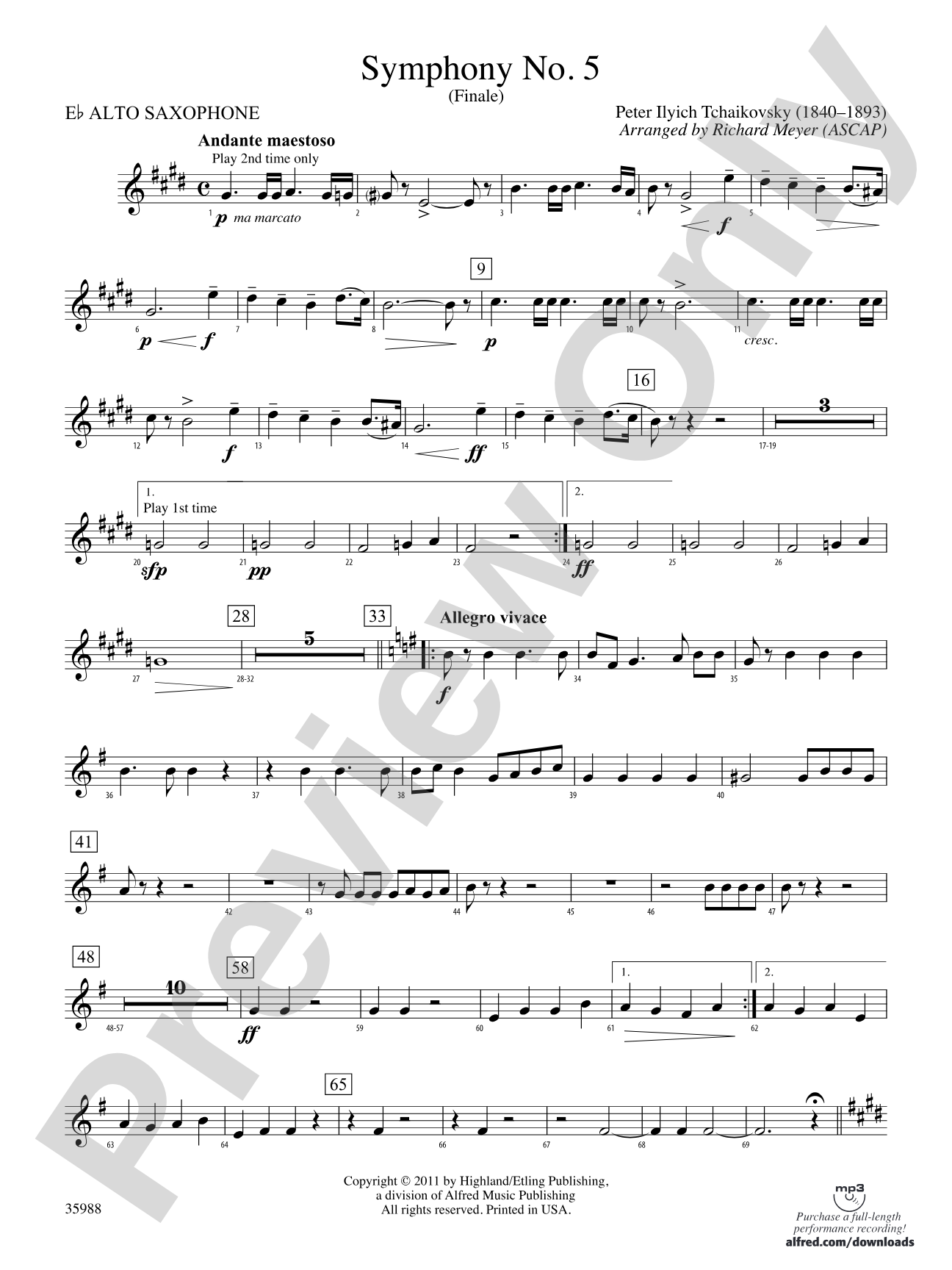 Symphony No. 5: E-flat Alto Saxophone