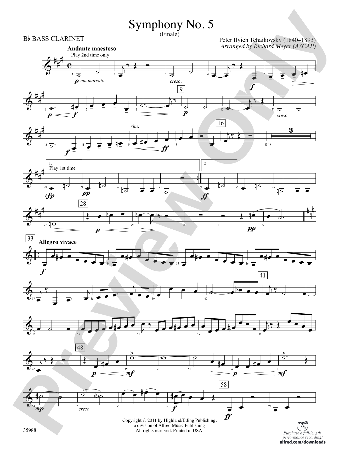 Symphony No. 5: B-flat Bass Clarinet