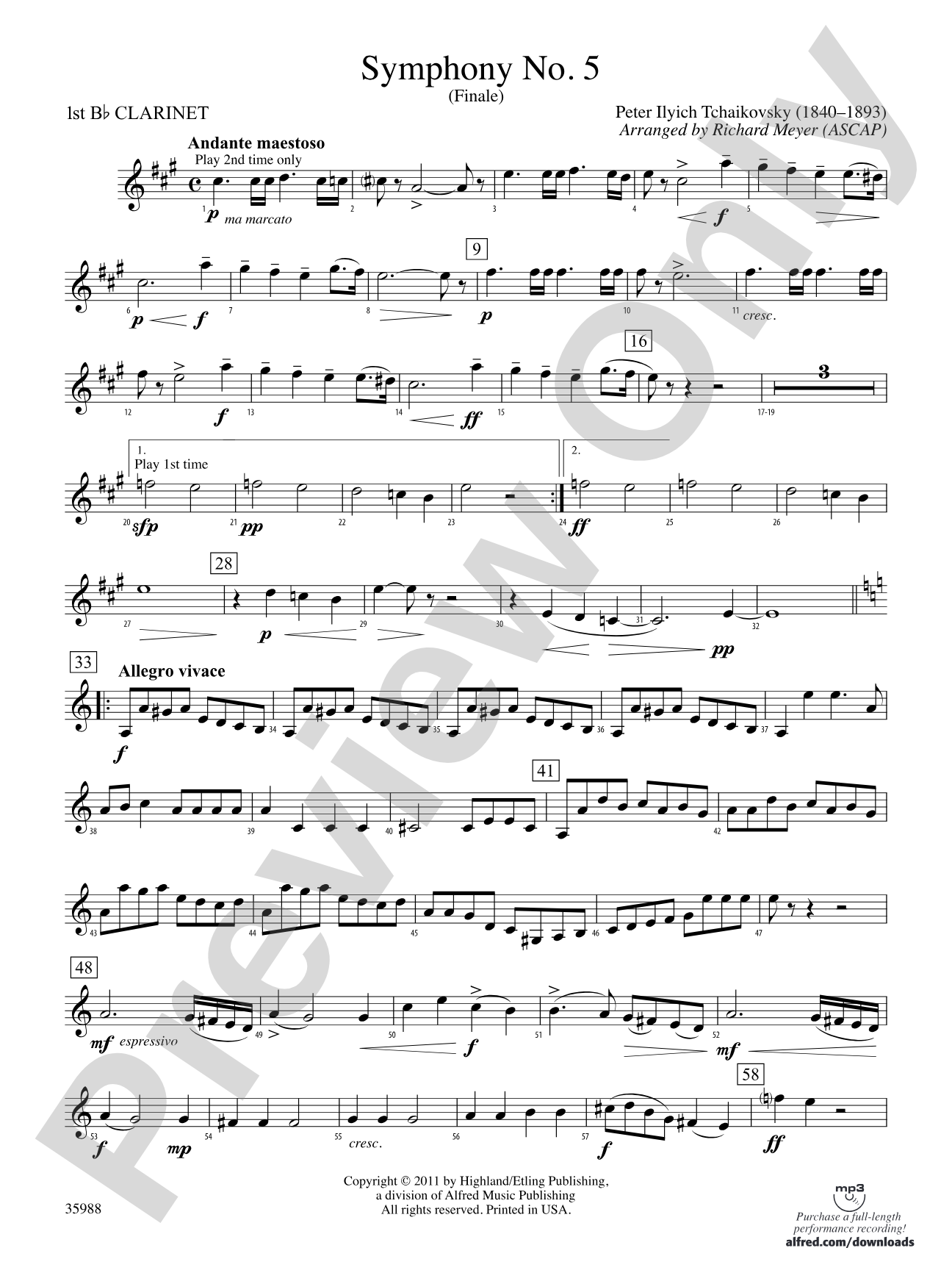 Symphony No. 5: 1st B-flat Clarinet